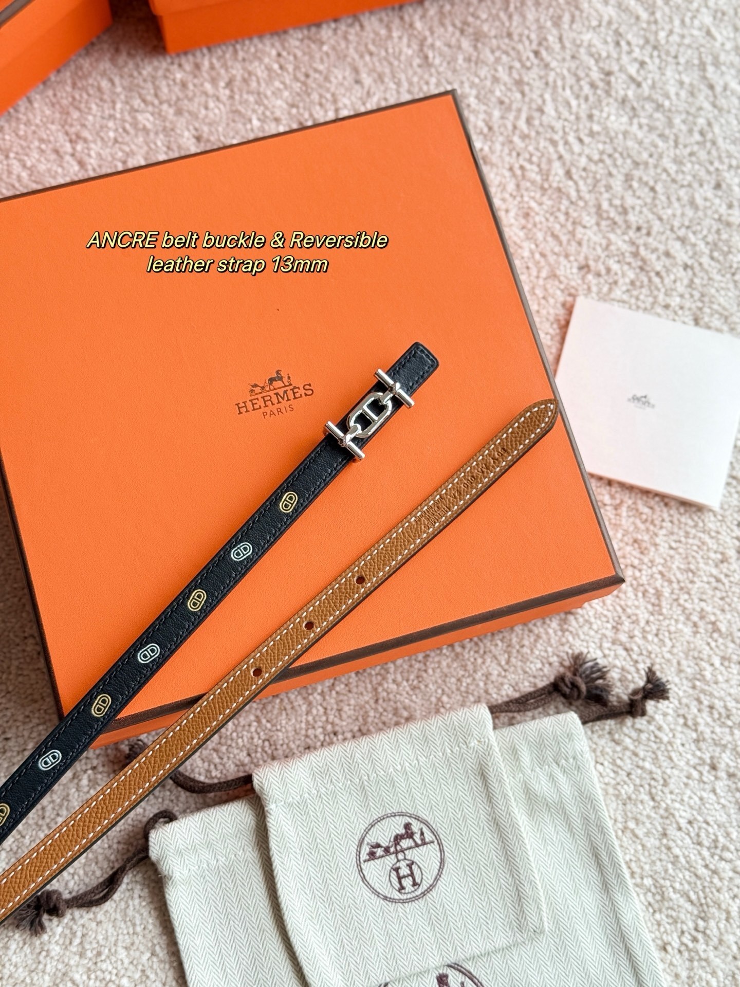 Hermès sur Mer 13mm Reversible Belt with Ancre Buckle