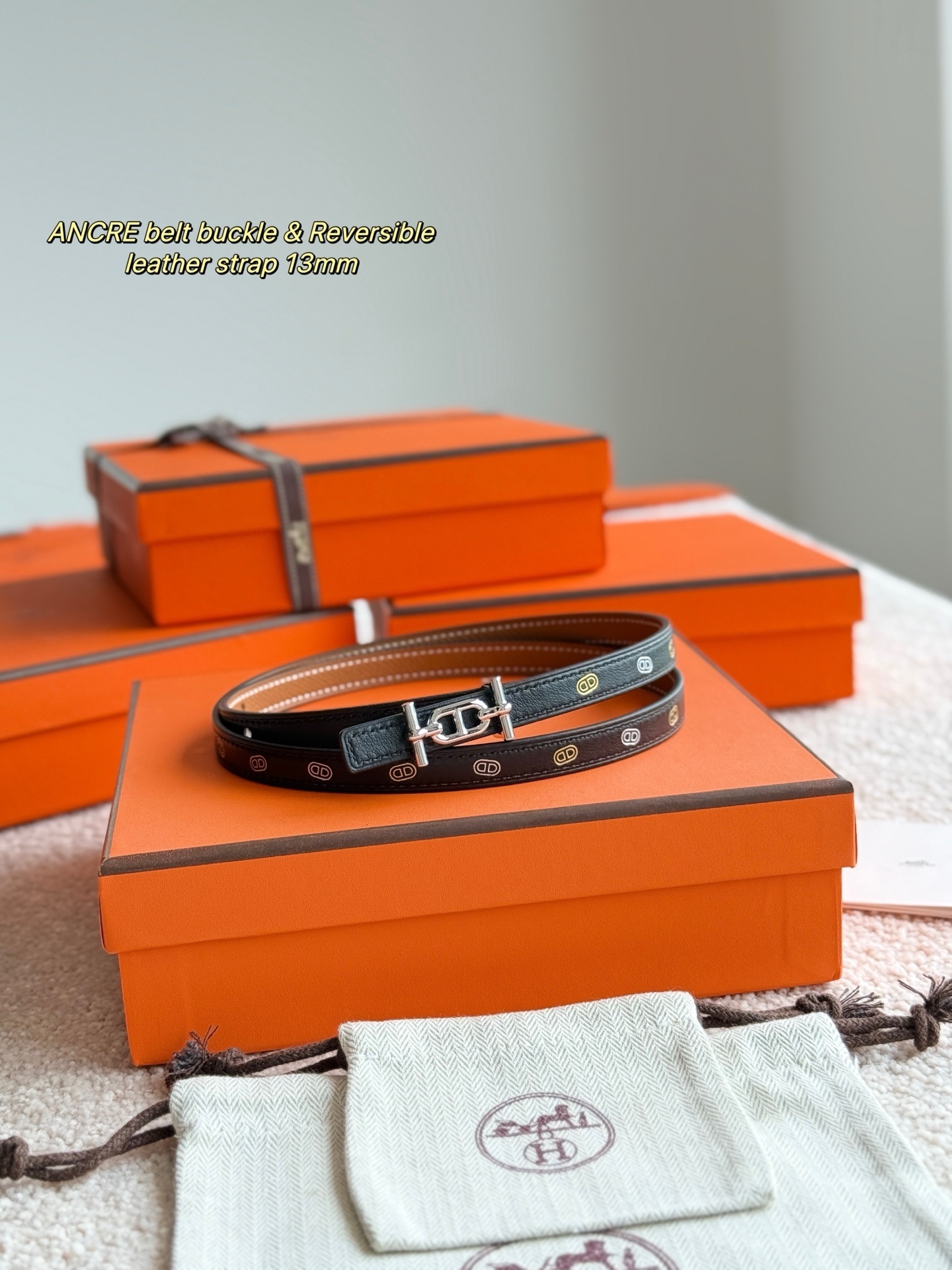Hermès sur Mer 13mm Reversible Belt with Ancre Buckle