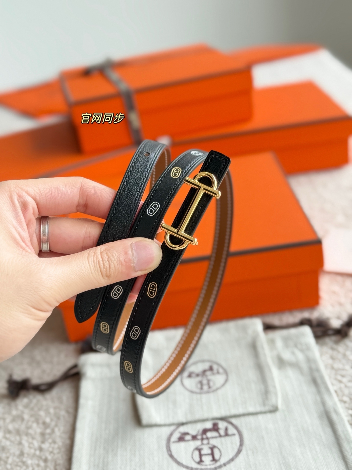 Hermès Gamma 13mm Reversible Leather Belt - Rose Gold Plated