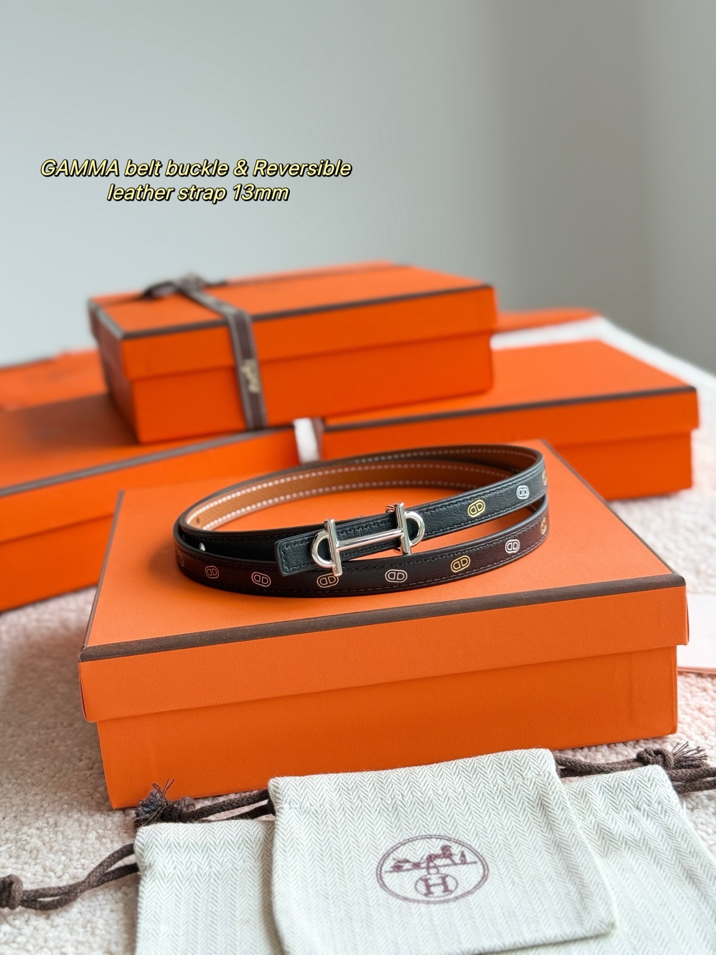 Hermès Gamma Buckle & Reversible 13mm Sur Mer Leather Belt