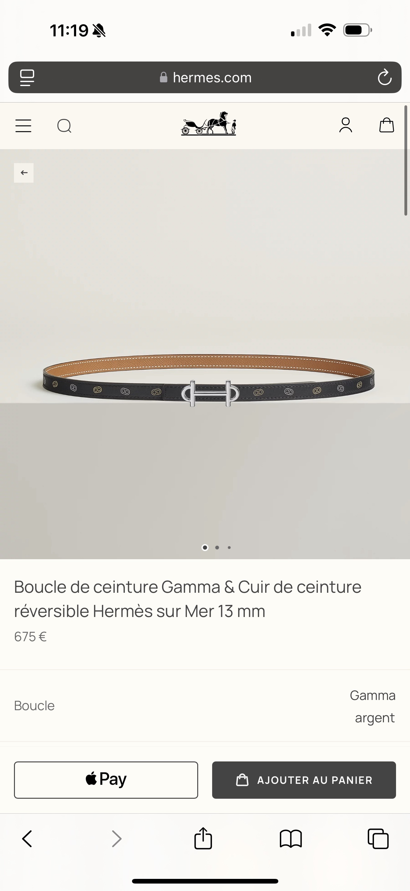 Hermès Gamma Buckle & Reversible 13mm Sur Mer Leather Belt