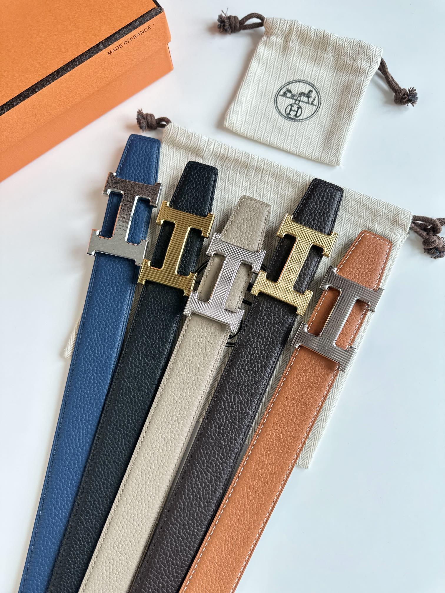 Luxury H Buckle Genuine Leather Belt - Designer Style for Men & Women