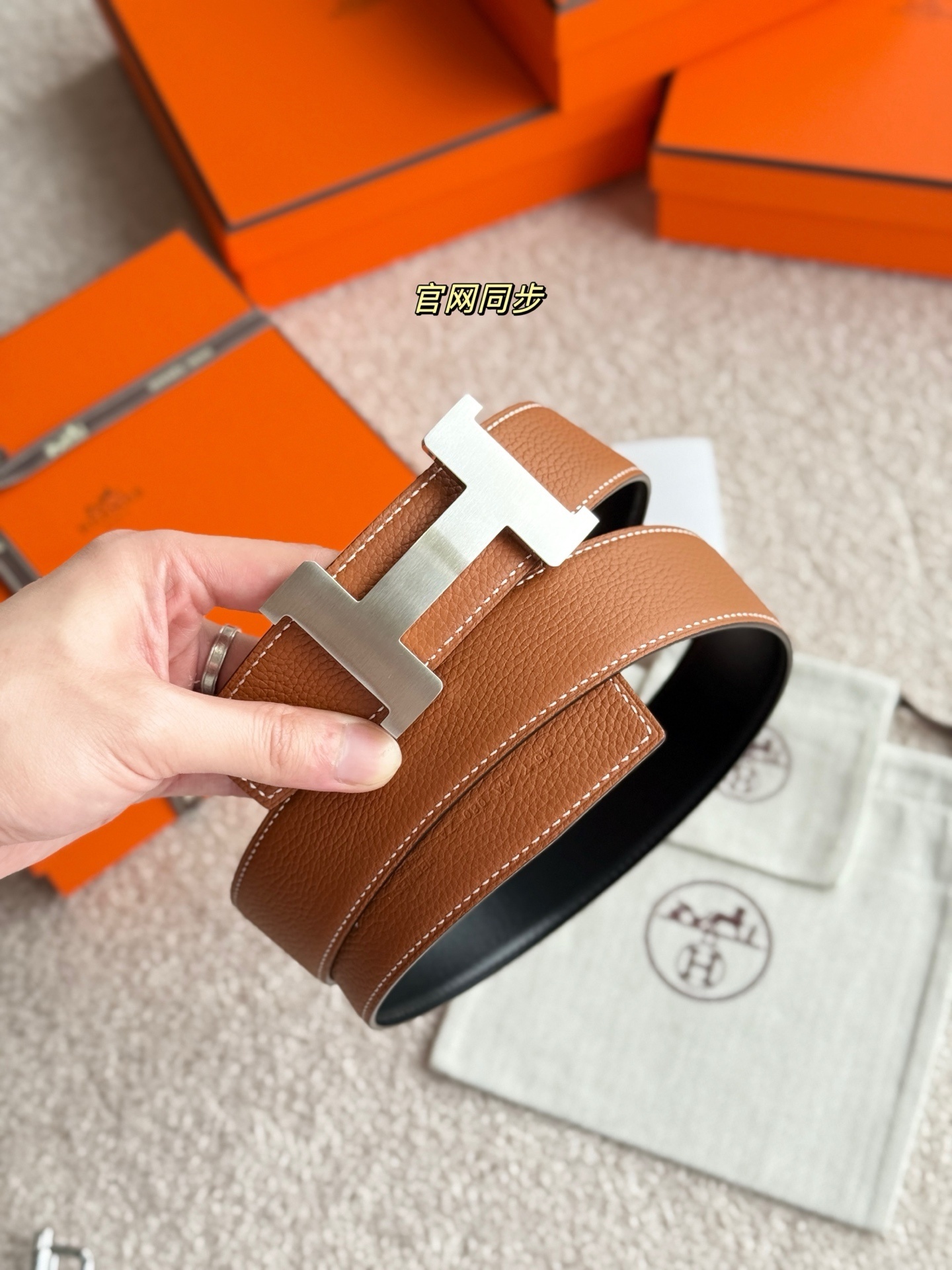 Hermès 38mm Constance Reversible Leather Belt - Brushed H Buckle