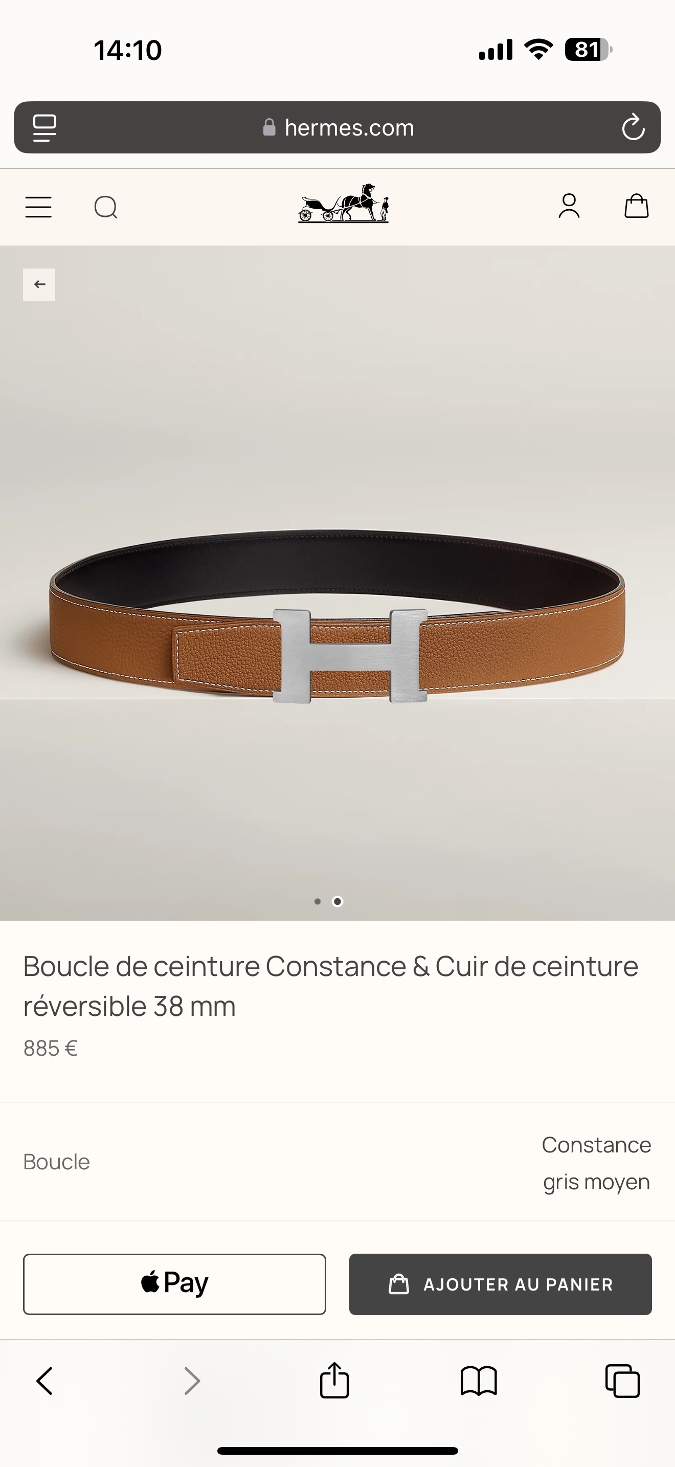 Hermès 38mm Constance Reversible Leather Belt - Brushed H Buckle