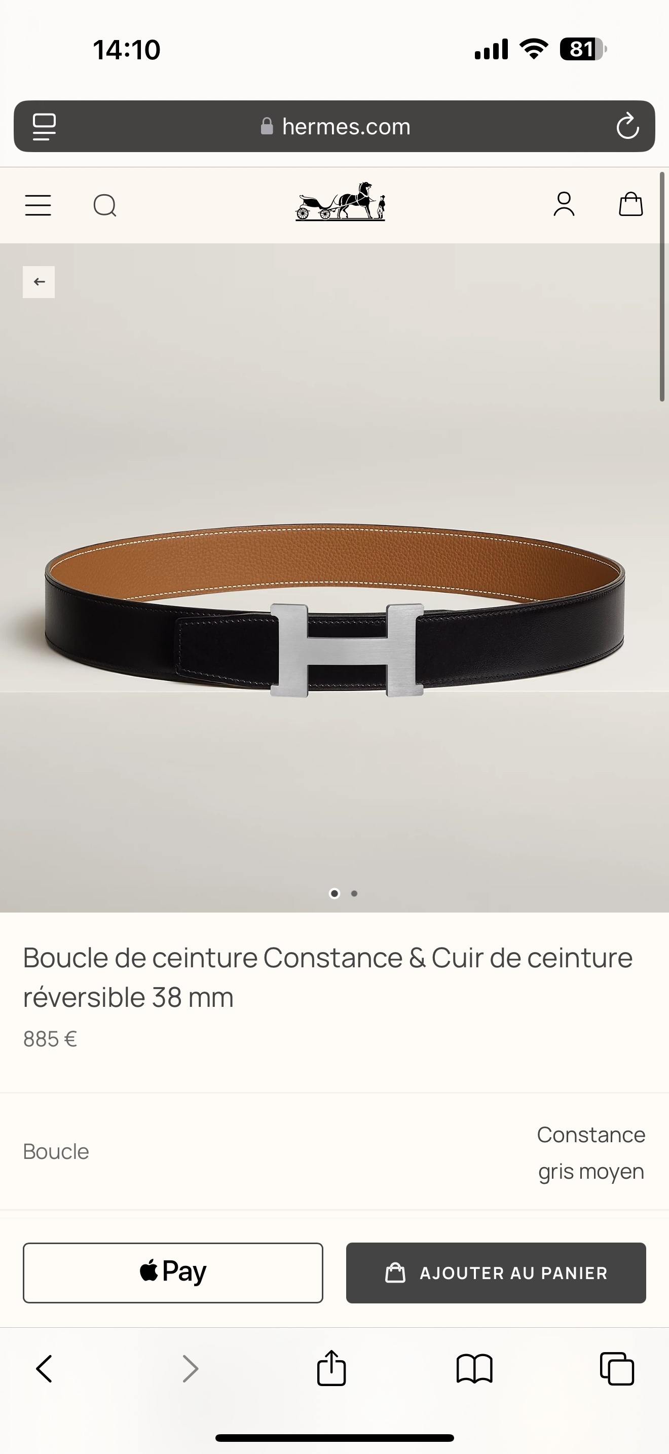 Hermès 38mm Constance Reversible Leather Belt – Brushed H Buckle