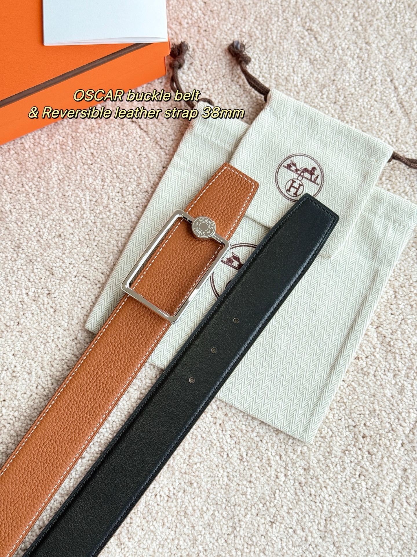 Hermès Oscar Belt Buckle & Reversible Leather Strap 38mm