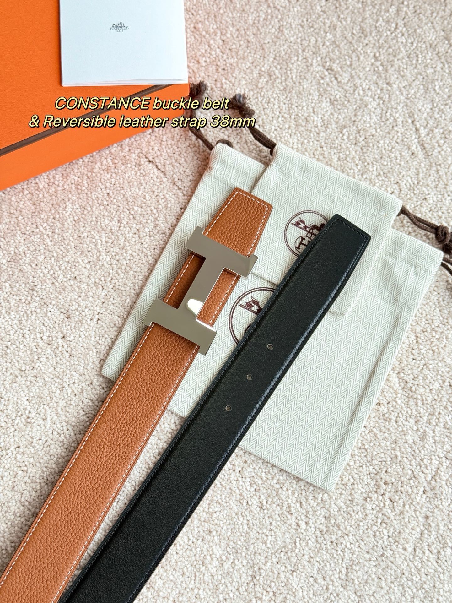 Hermes Constance Reversible Belt 38mm with Silver-Tone Buckle