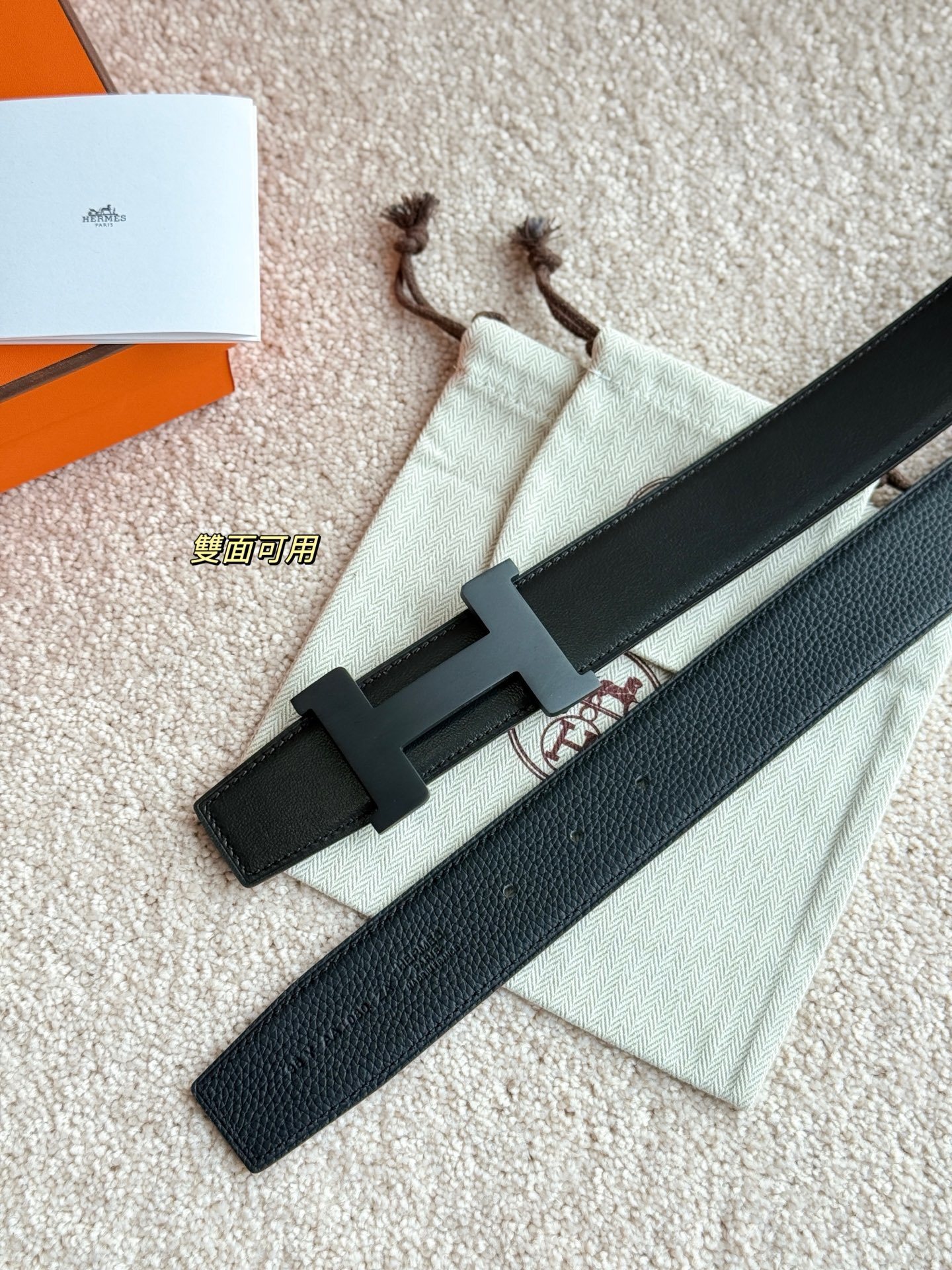 Hermes Constance 38mm Reversible Belt with Matte Black H Buckle