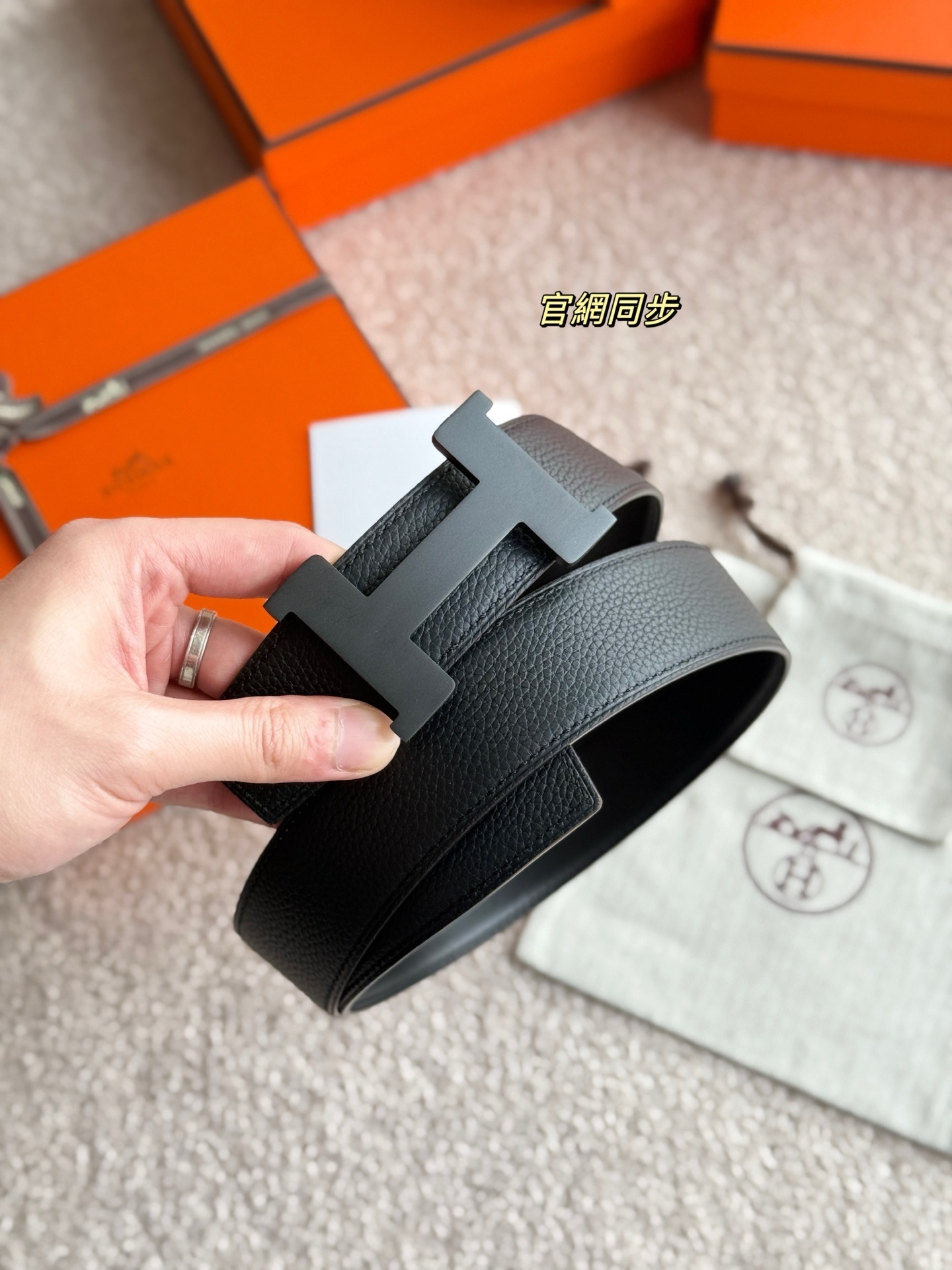 Hermes Constance 38mm Reversible Belt with Matte Black H Buckle