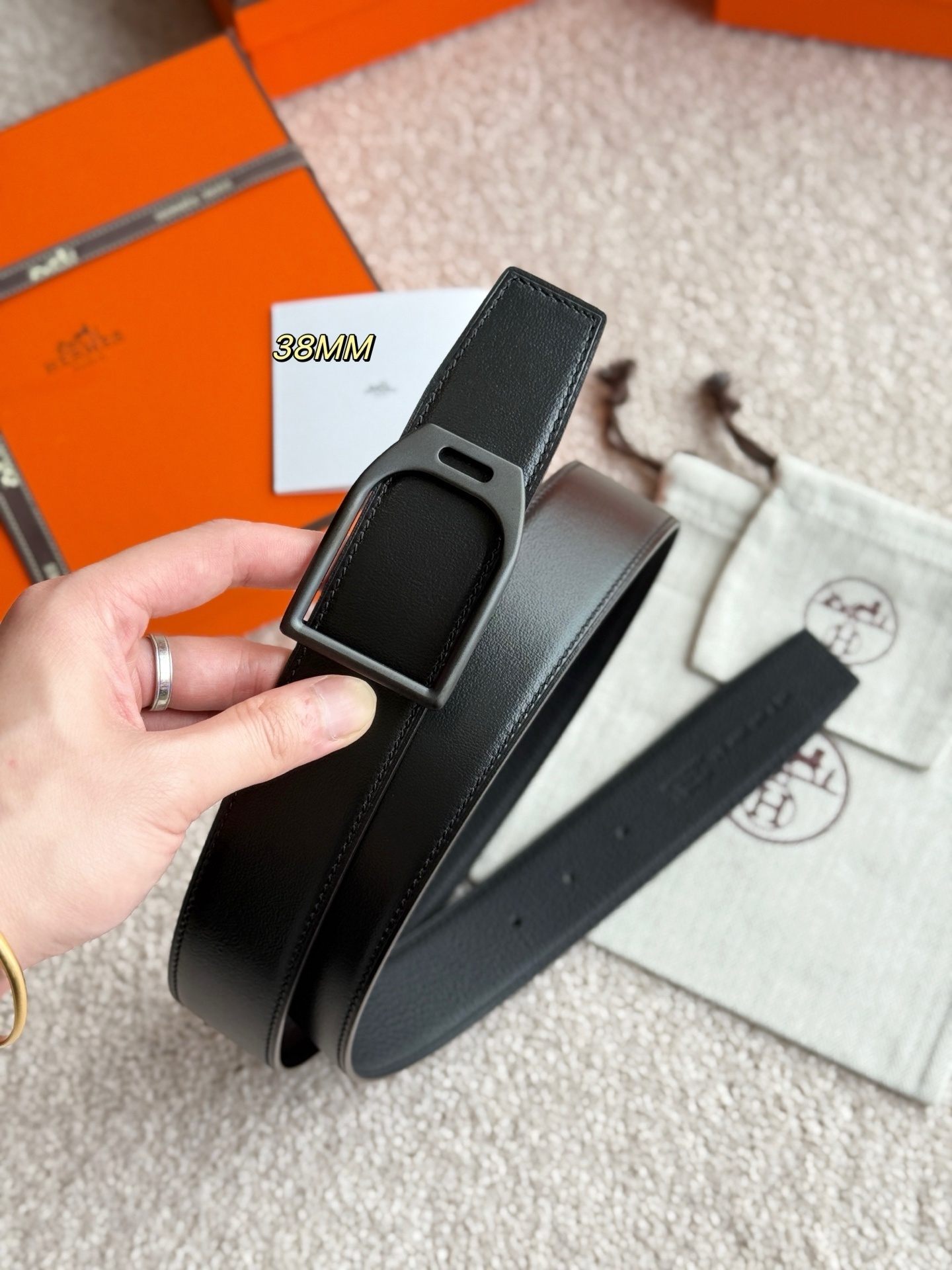 Hermès Jockey Buckle Belt & 38mm Reversible Leather Strap