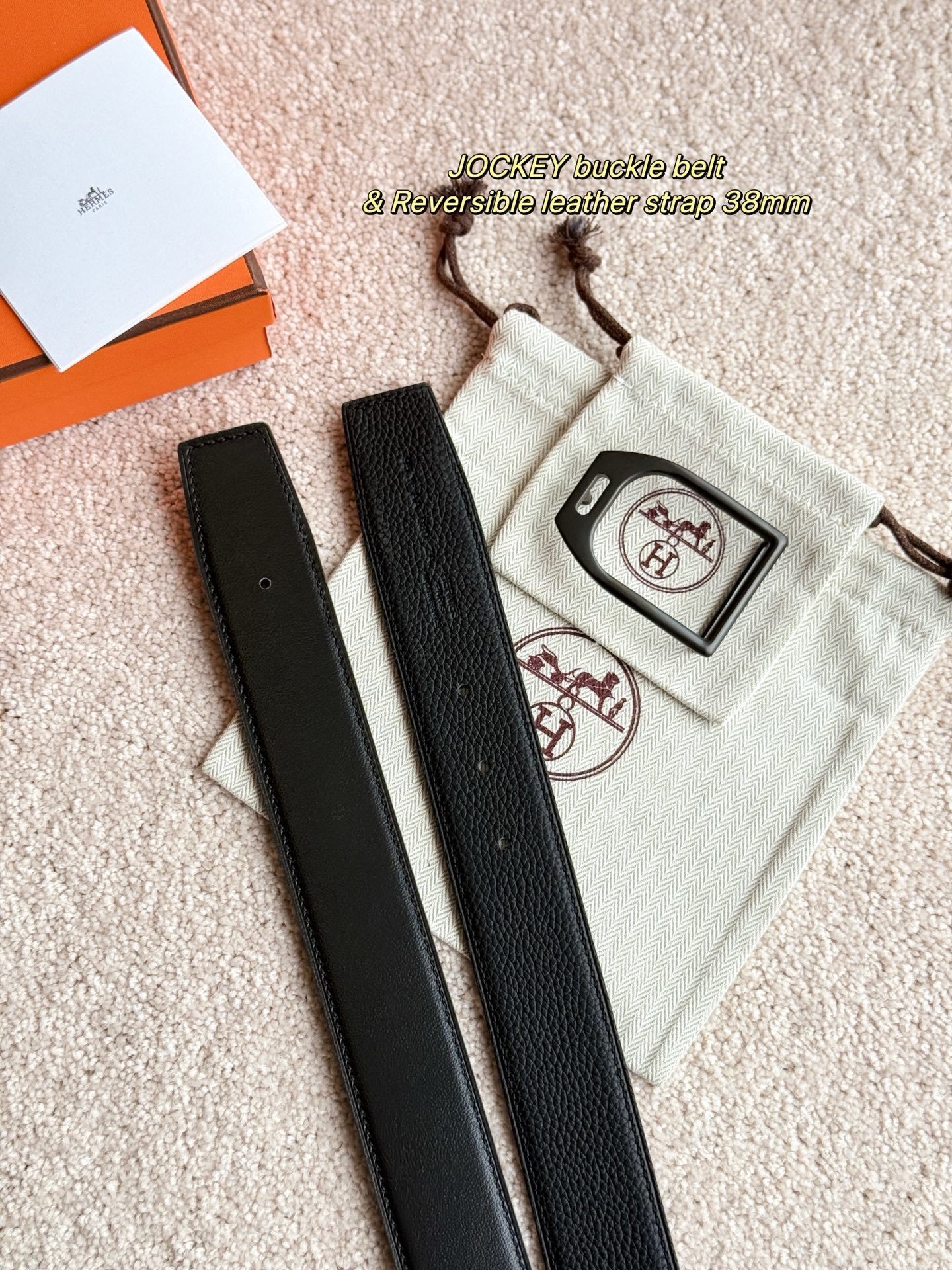 Hermès Jockey Buckle Belt & 38mm Reversible Leather Strap