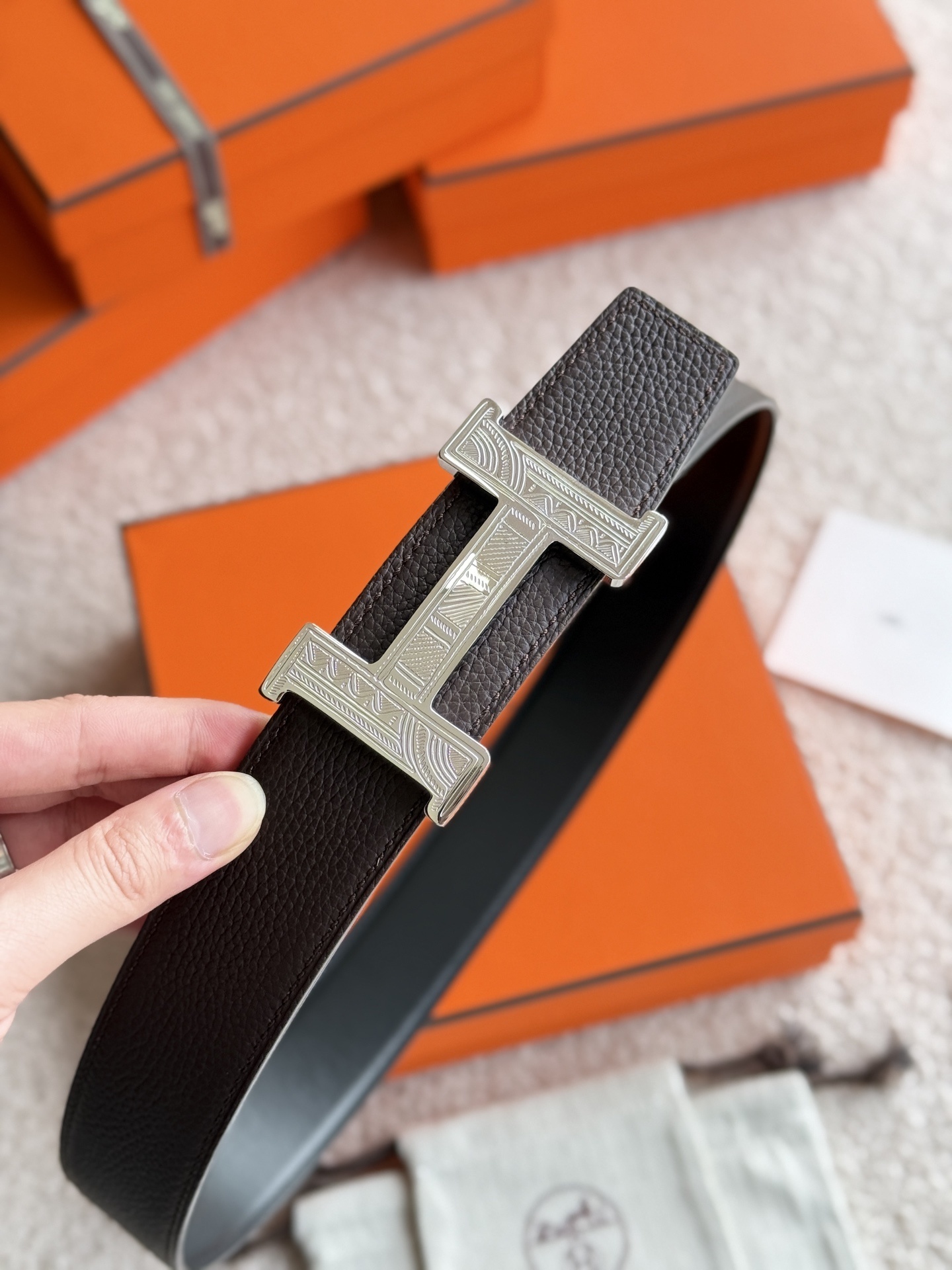 Hermes Constance Touareg 38mm Reversible Leather Belt
