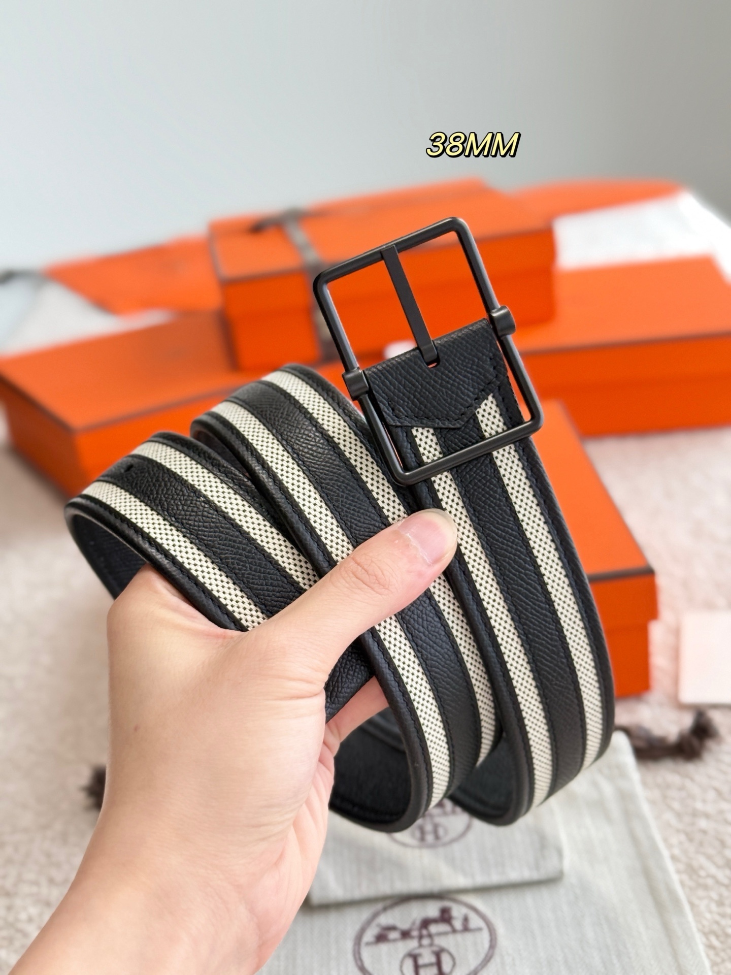 Hermes Saddle 38 Reversible Leather Belt - Men's Luxury Accessory