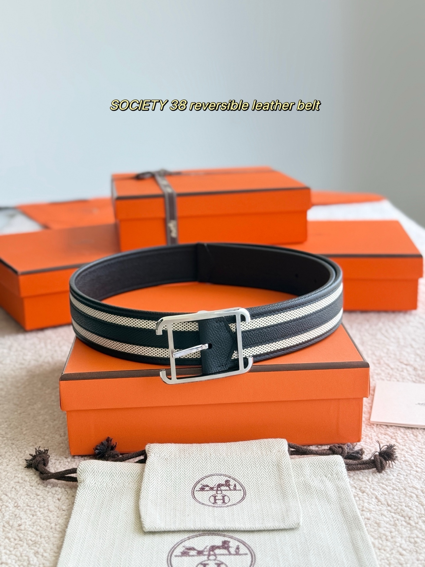 Hermès Society 38 Reversible Leather Belt – Men’s Luxury Accessory