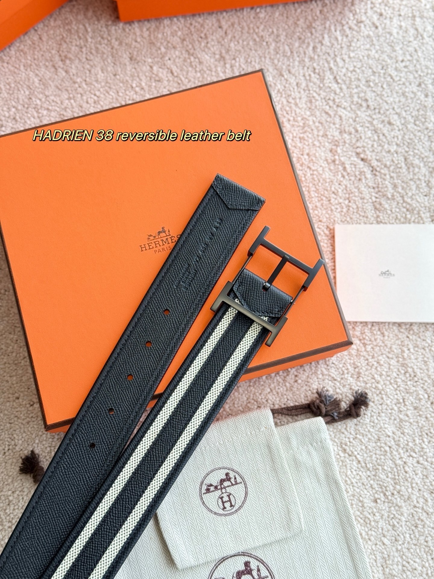 Hadrien 38 Reversible Leather Belt with Signature Black H Buckle