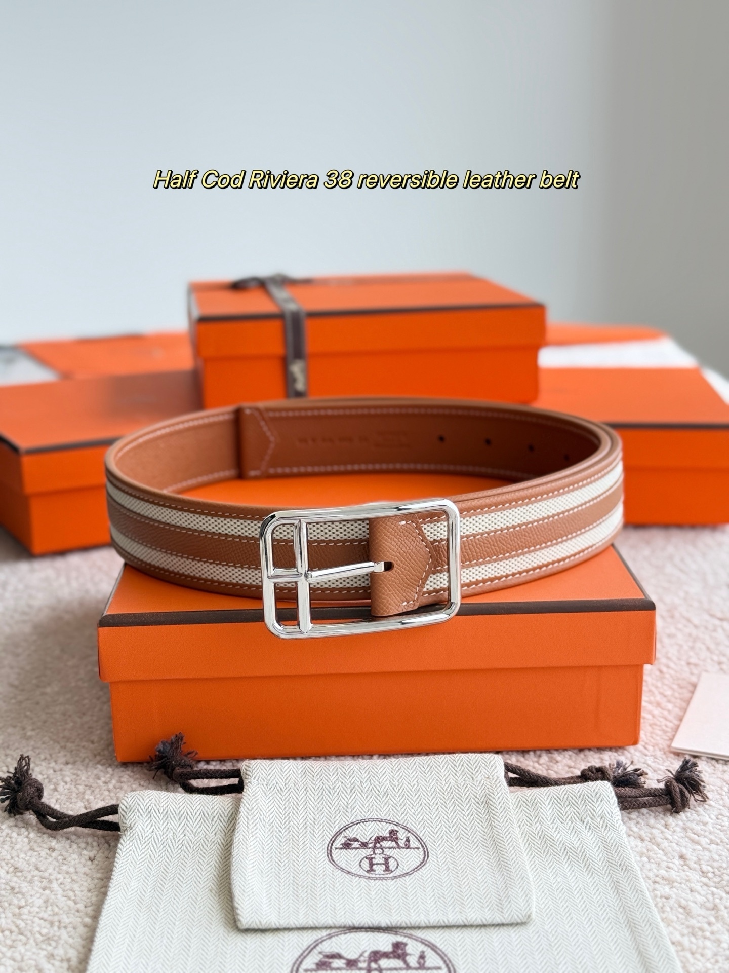 Hermès Half Cod Riviera 38 Reversible Leather Belt – Luxury Men’s