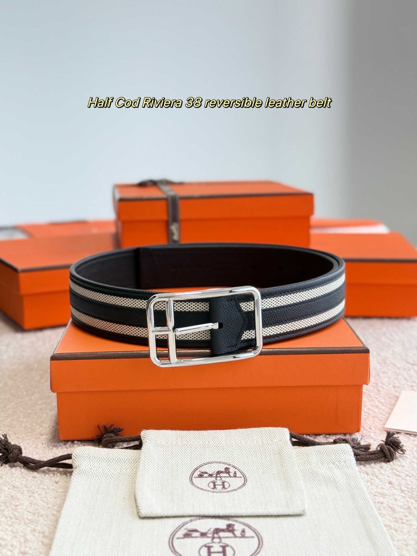 Hermès Half Cod Riviera 38 Reversible Leather Belt – Luxury Accessory