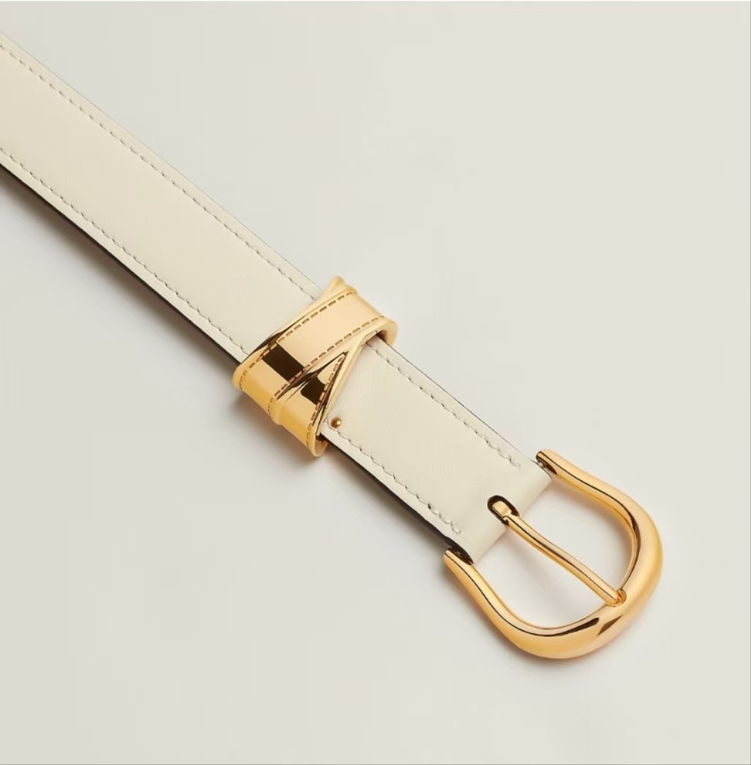 Luxury Tan Leather Belt with Elegant Silver-Tone Buckle