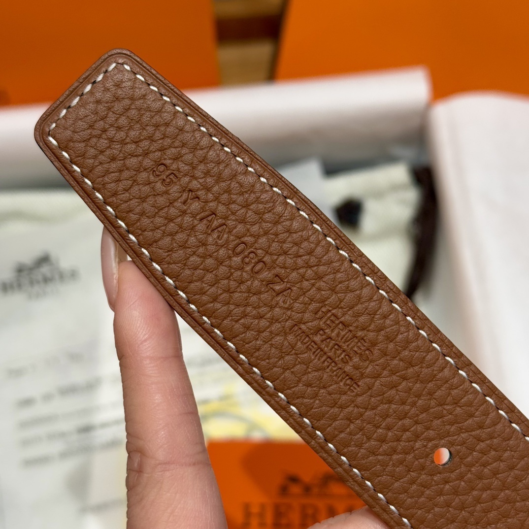 Hermes Constance H Buckle Belt - Gold Grained Leather Luxury Accessory