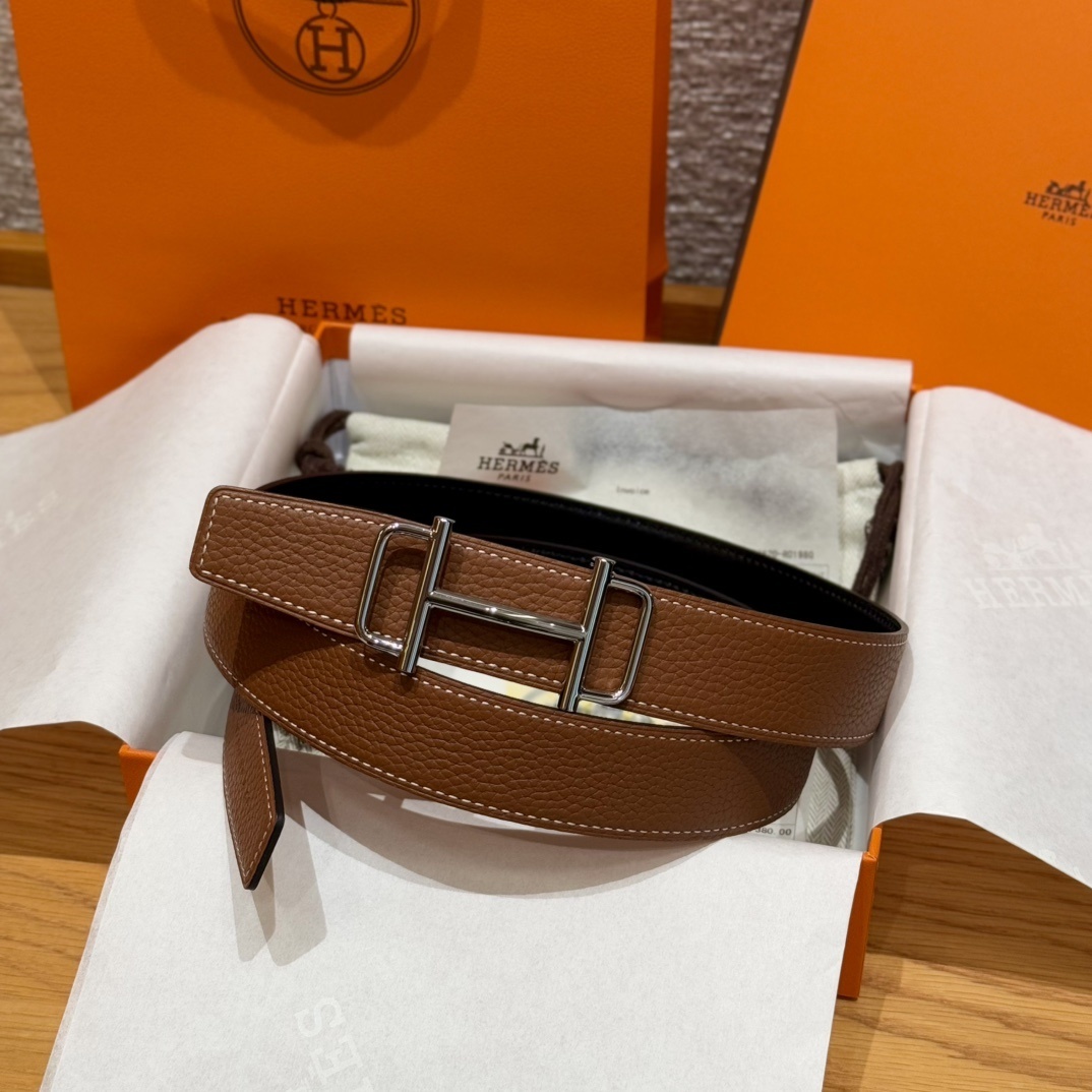 Hermes Constance H Buckle Belt – Gold Grained Leather Luxury Accessory