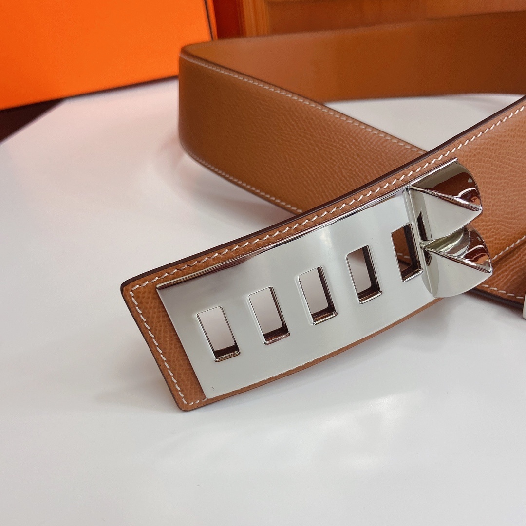 Hermès Collier de Chien Belt in Tan Leather with Silver Hardware