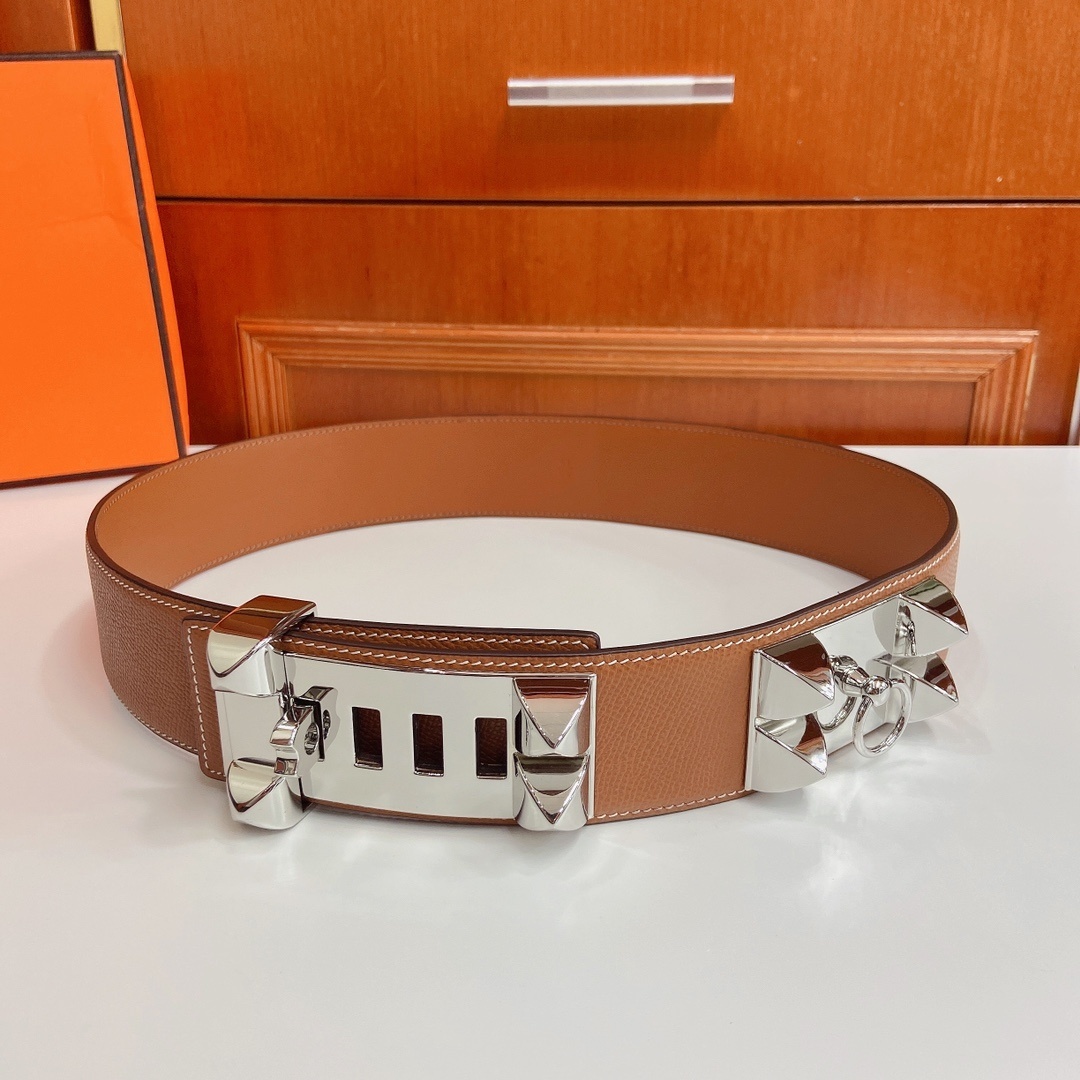 Hermès Collier de Chien Belt in Tan Leather with Silver Hardware