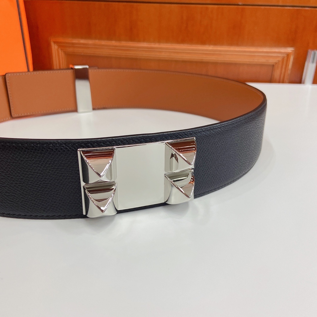 Hermes Collier de Chien Belt Black Epsom Silver Hardware