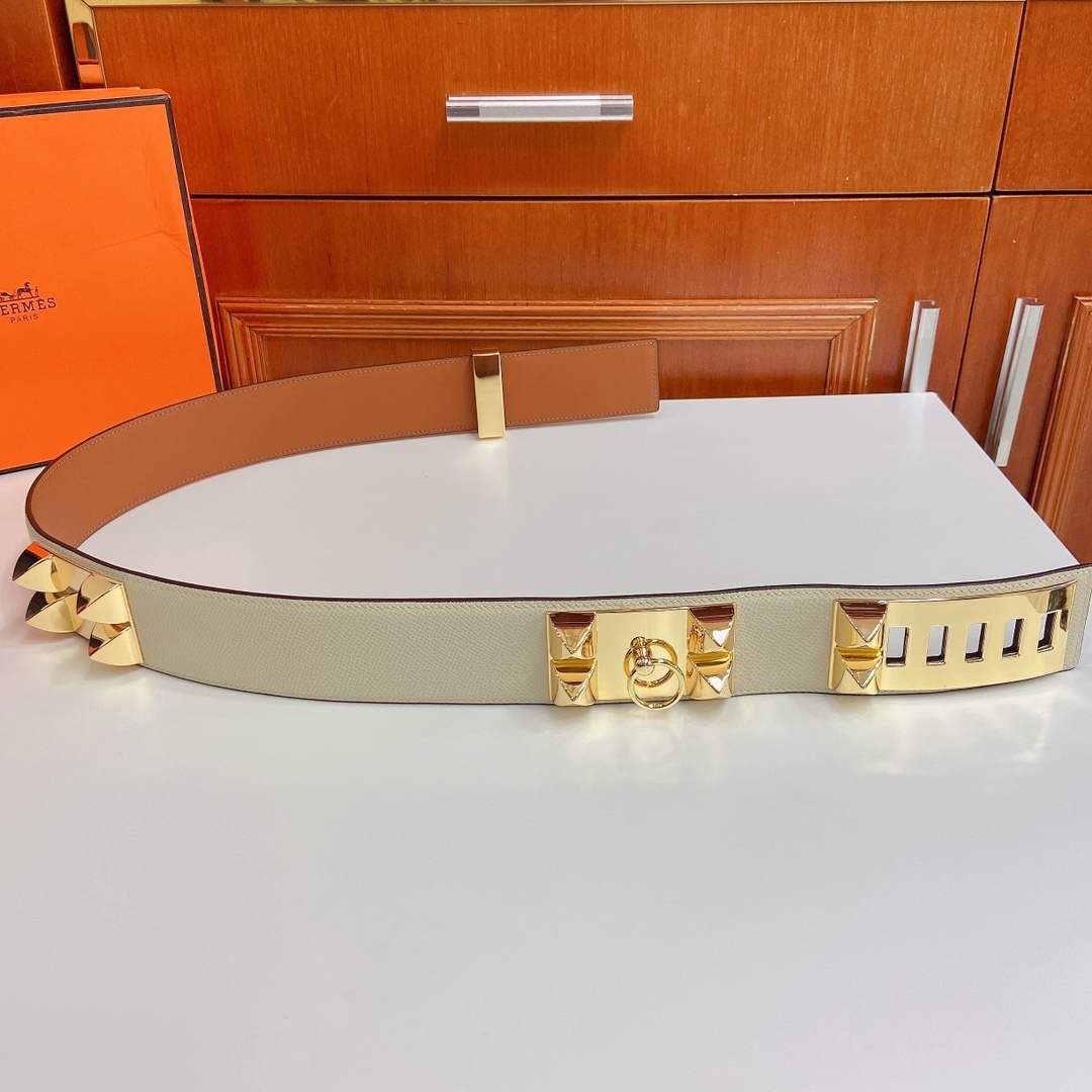 Hermes Collier de Chien Belt - Gold Hardware & Cream Epsom Leather
