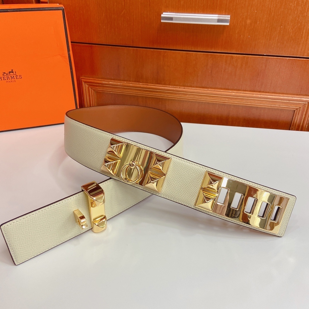 Hermes Collier de Chien Belt - Gold Hardware & Cream Epsom Leather