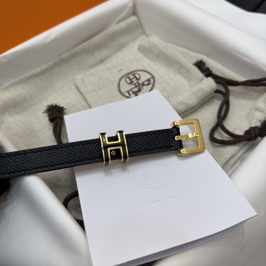 Hermès Pop H 15mm Leather Belt with Gold & Silver Hardware