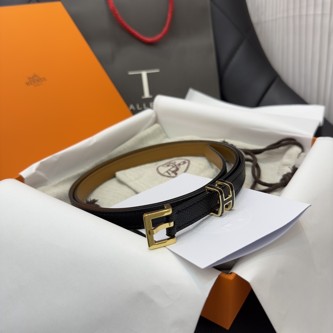 Hermès Pop H 15mm Leather Belt with Gold & Silver Hardware