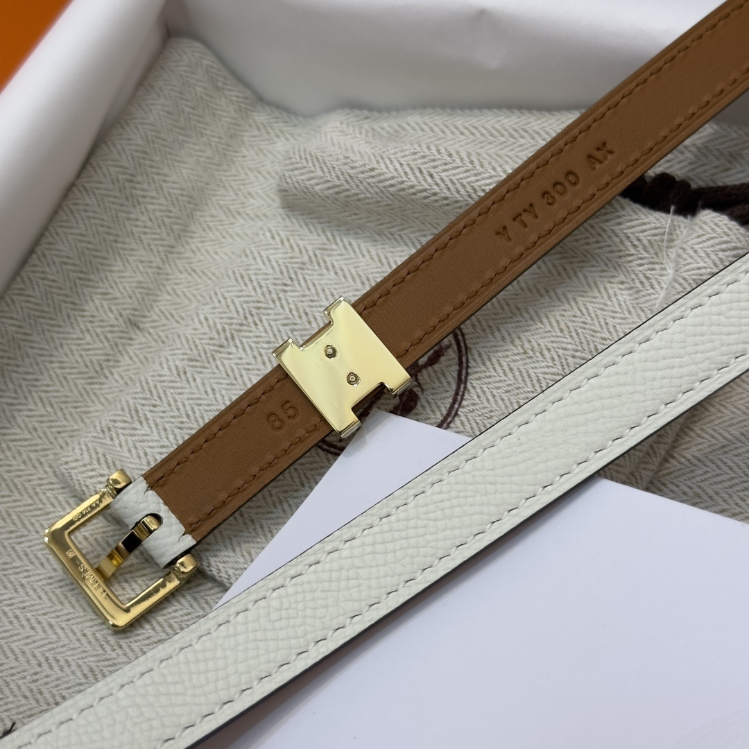 Luxury Women's Thin Leather Belt with Signature H Buckle