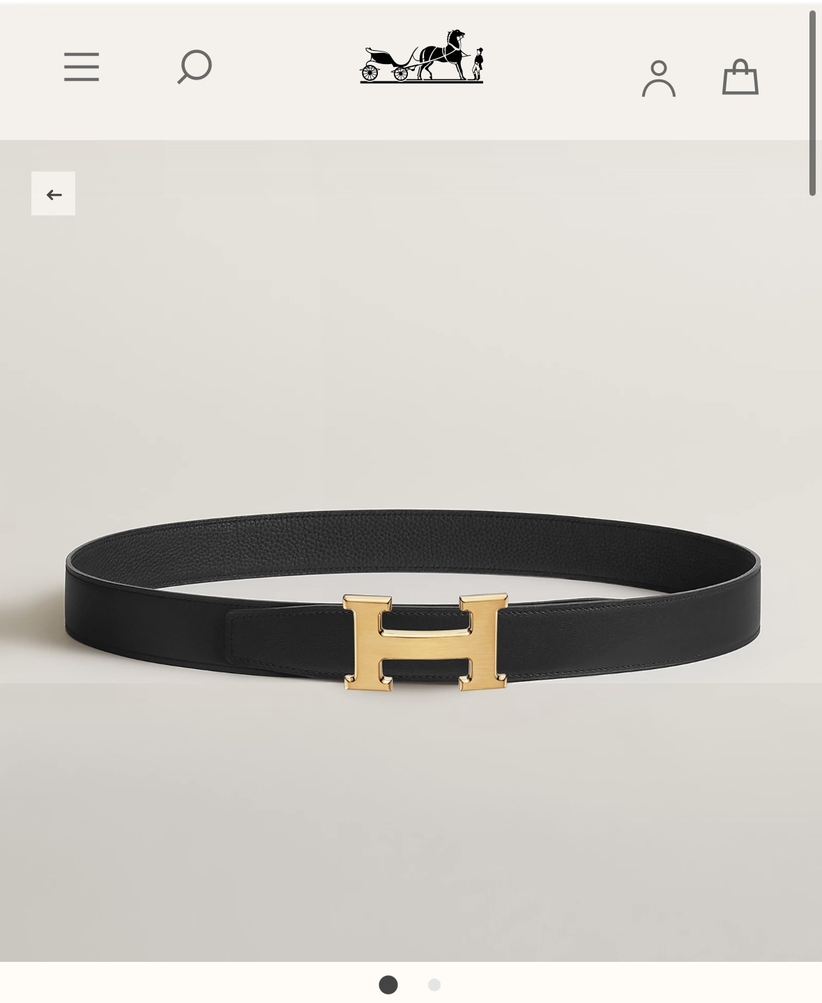 Authentic Hermes H Belt Reversible Black Leather Gold Buckle