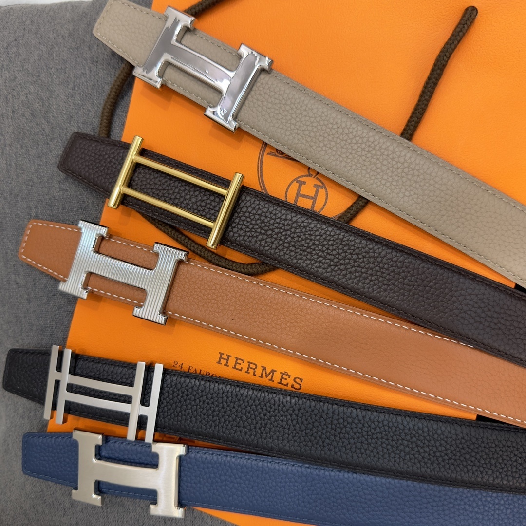 Luxury Hermes Men's Leather Belts - Classic H and Kelly Buckles