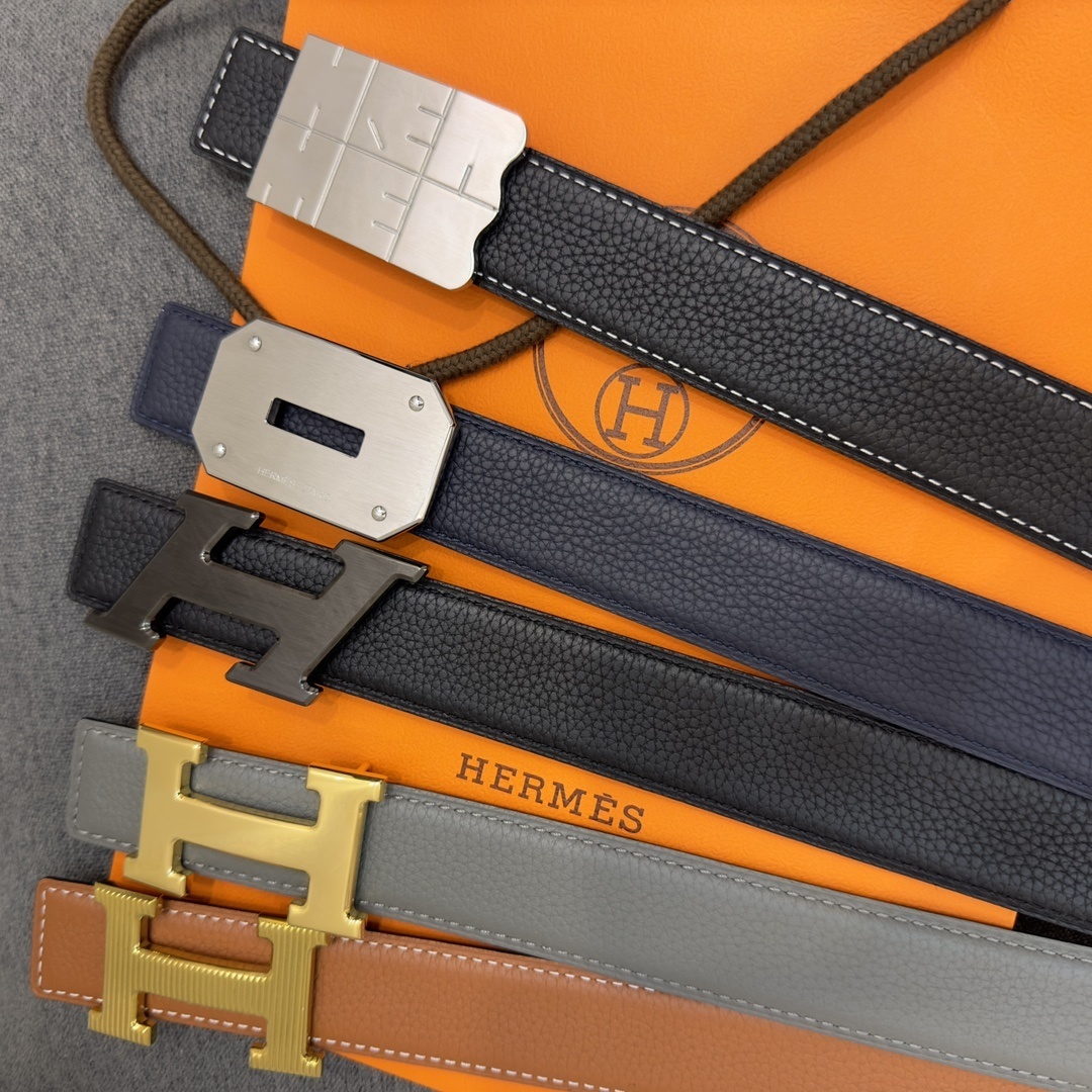 Luxury Hermes Men's Leather Belts - Classic H and Kelly Buckles