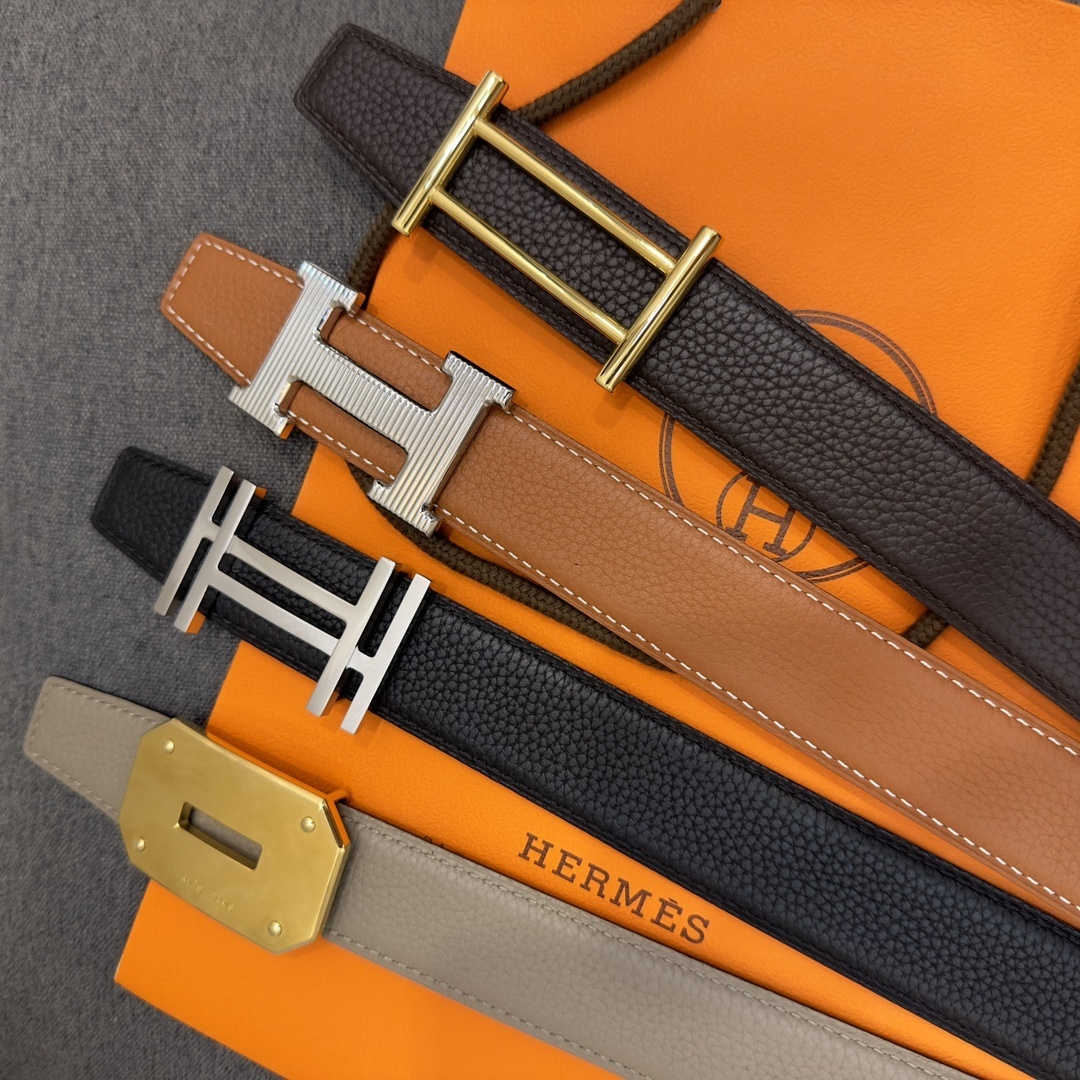 Luxury Hermes Men's Leather Belts - Classic H and Kelly Buckles