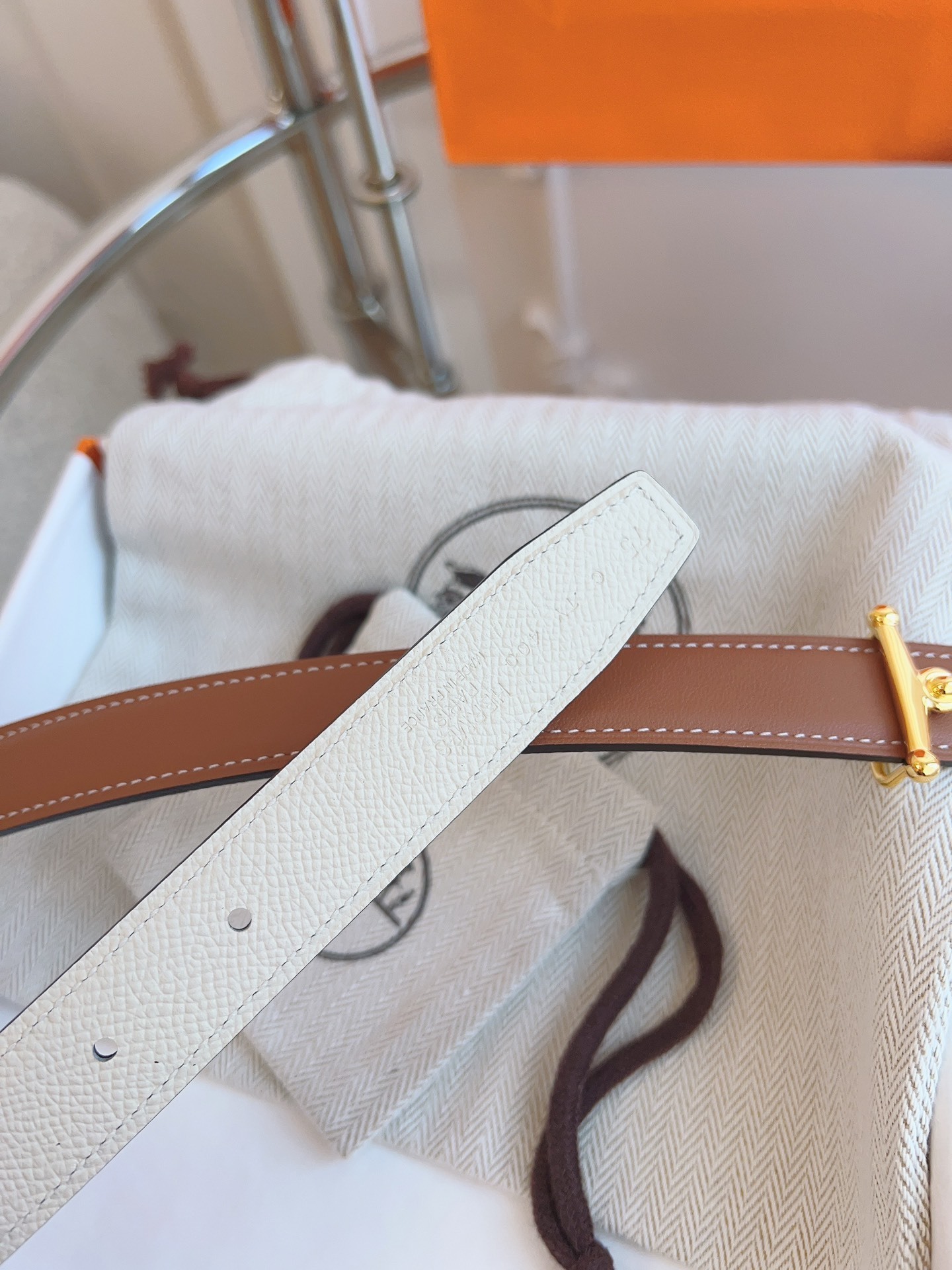 Hermès Reversible Leather Belt with Iconic Gold-Tone H Buckle