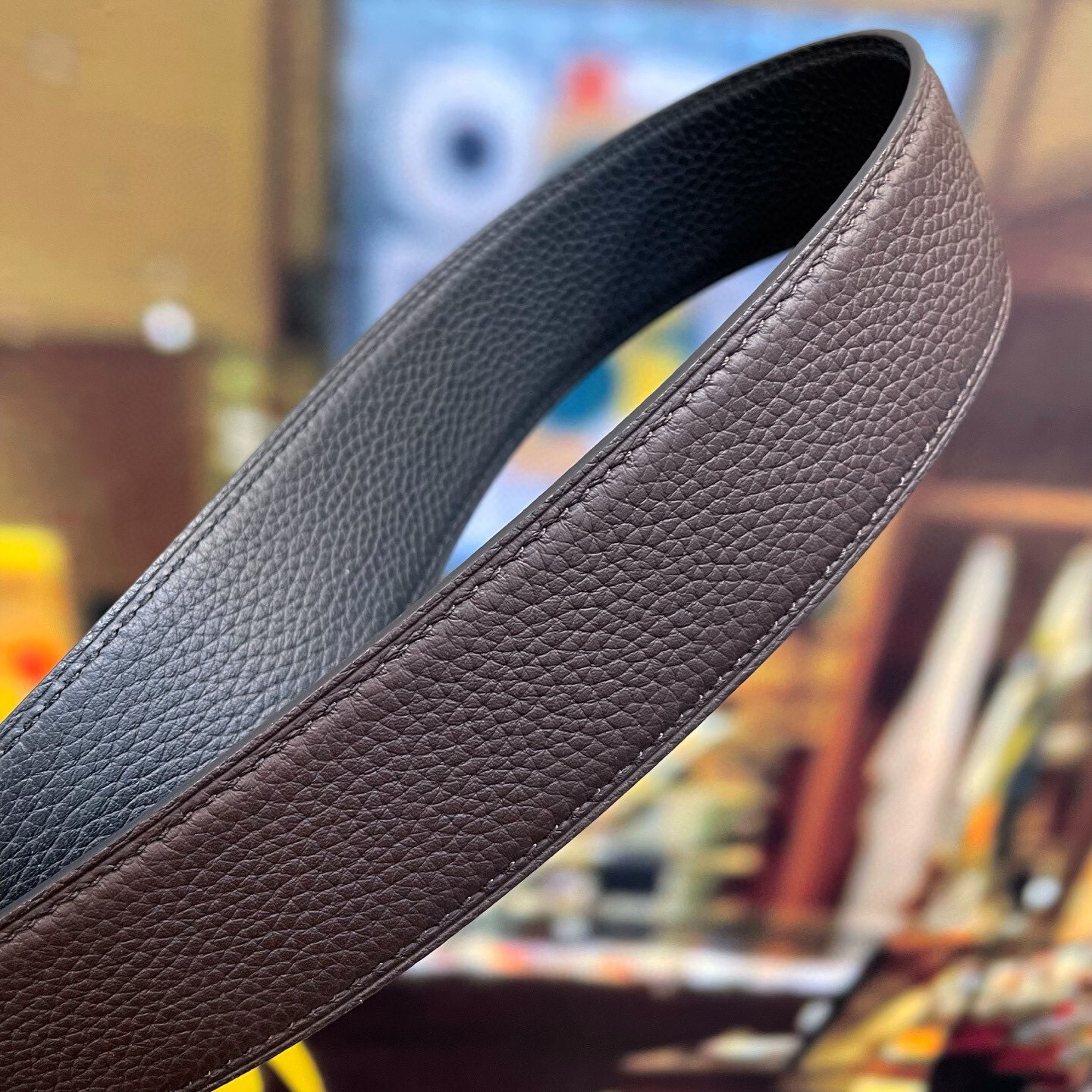 Luxury Men's Brown Pebbled Leather Belt with Silver H Buckle