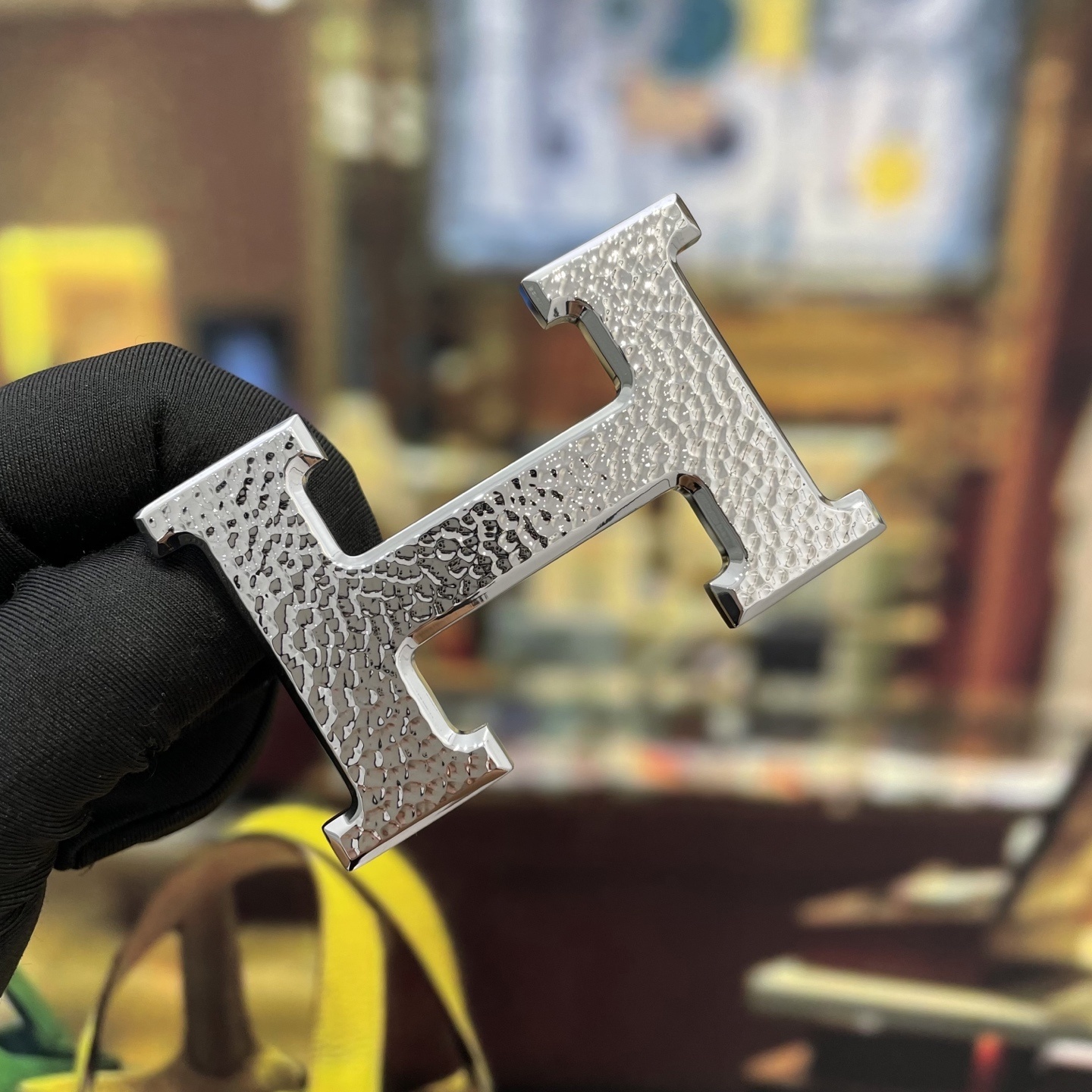 Luxury Men's Brown Pebbled Leather Belt with Silver H Buckle