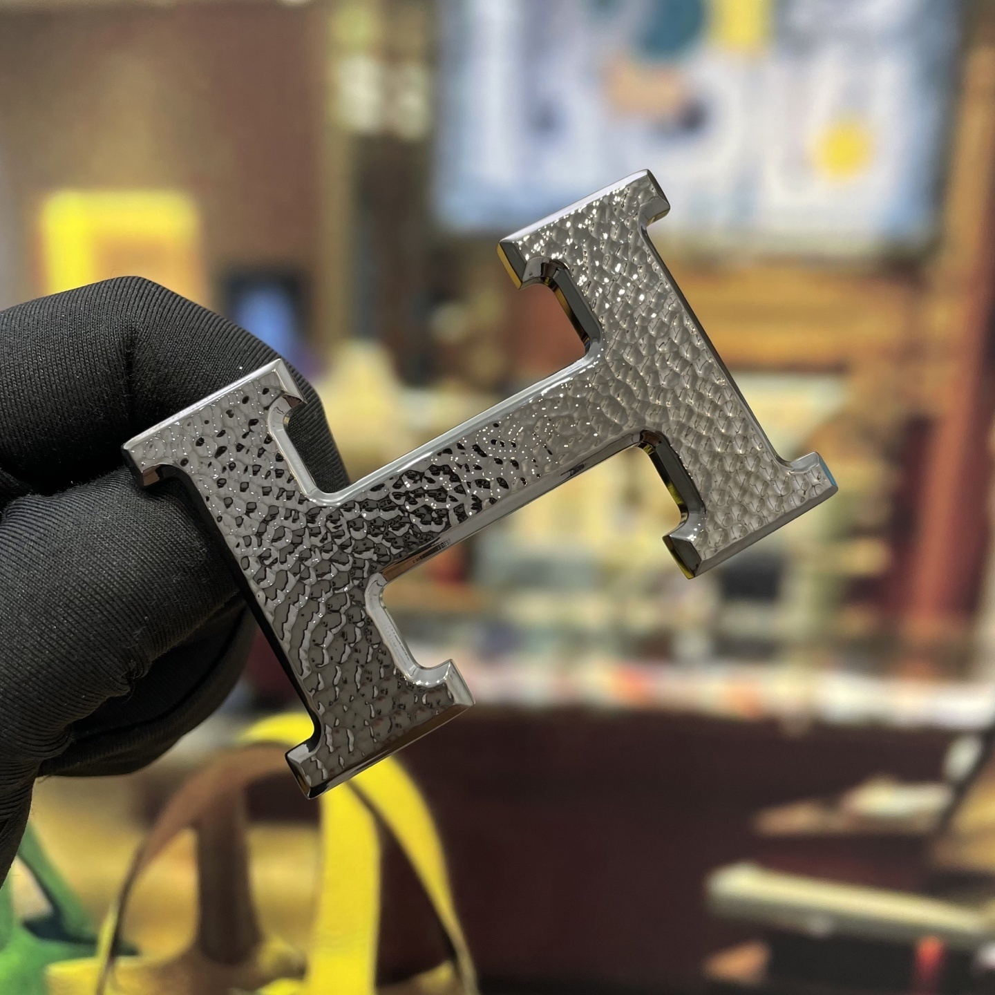 Luxury H Buckle Men's Leather Belt - Tan with White Stitching