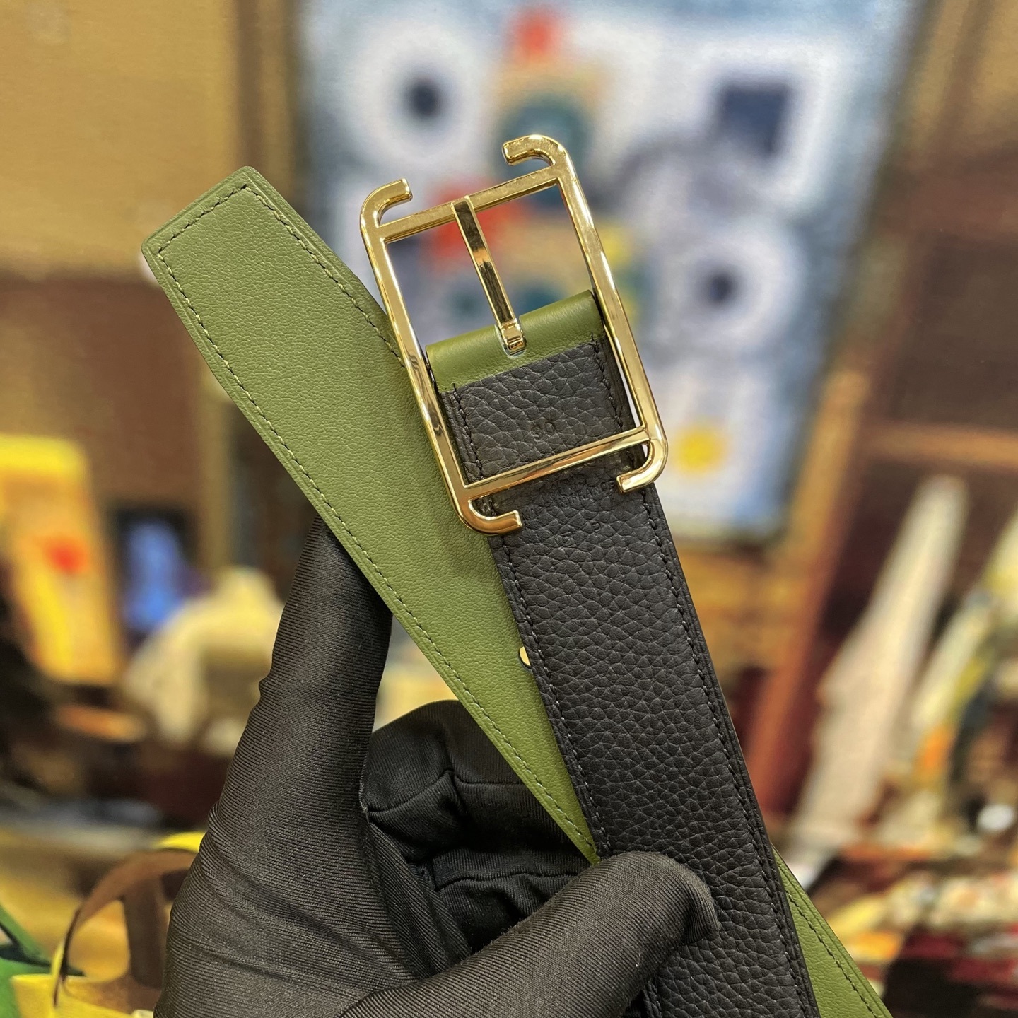 Premium Men's Designer Leather Belt with Elegant Frame Buckle