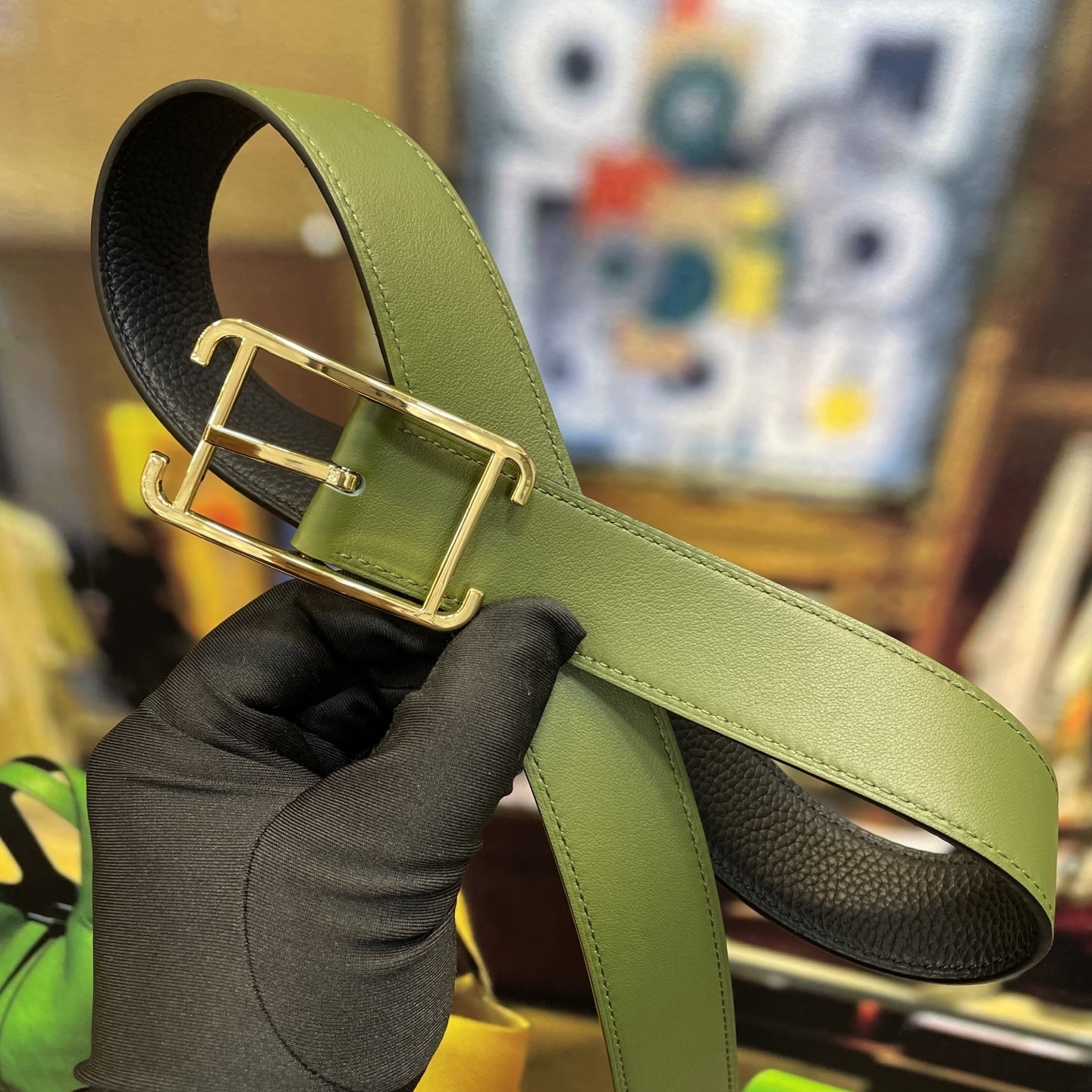 Premium Men's Designer Leather Belt with Elegant Frame Buckle