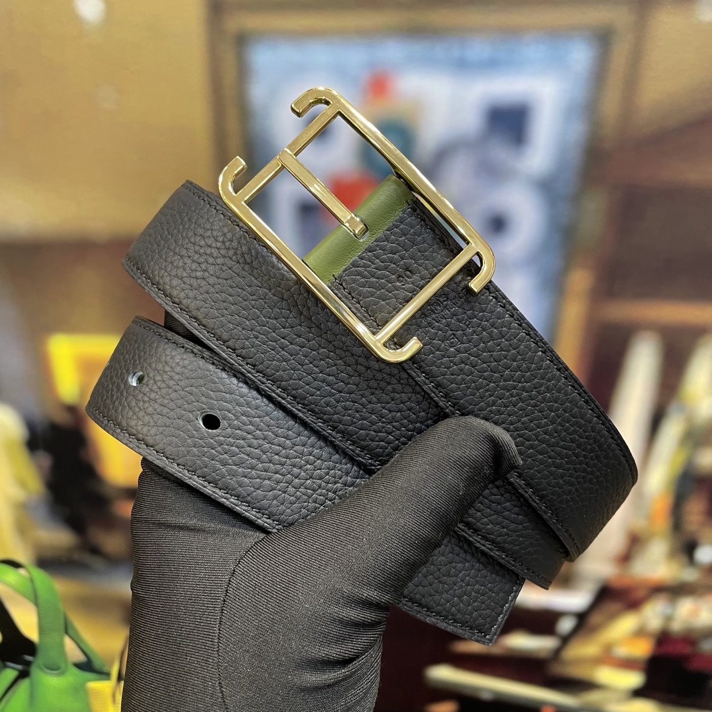 Premium Men's Designer Leather Belt with Elegant Frame Buckle