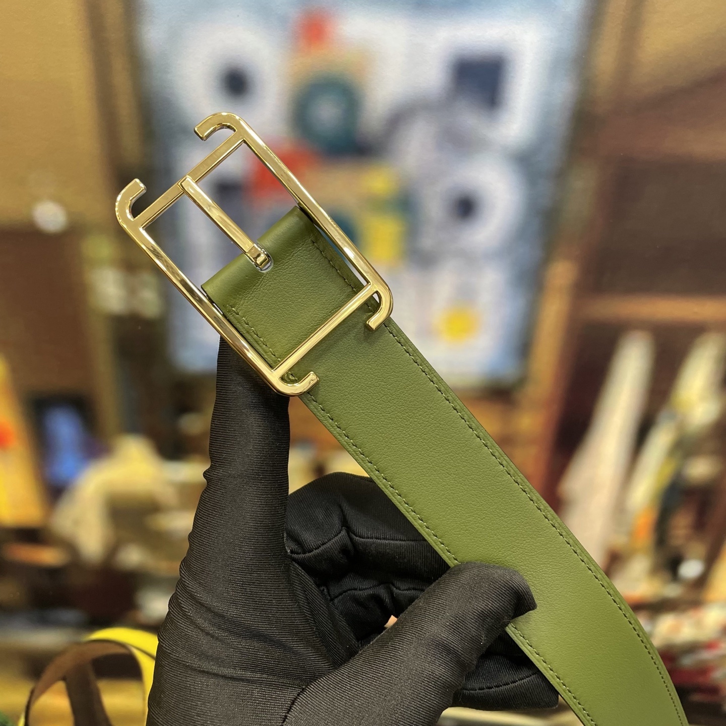 Premium Men's Designer Leather Belt with Elegant Frame Buckle