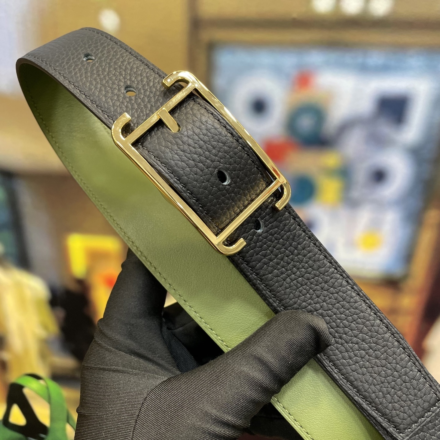 Premium Men's Designer Leather Belt with Elegant Frame Buckle