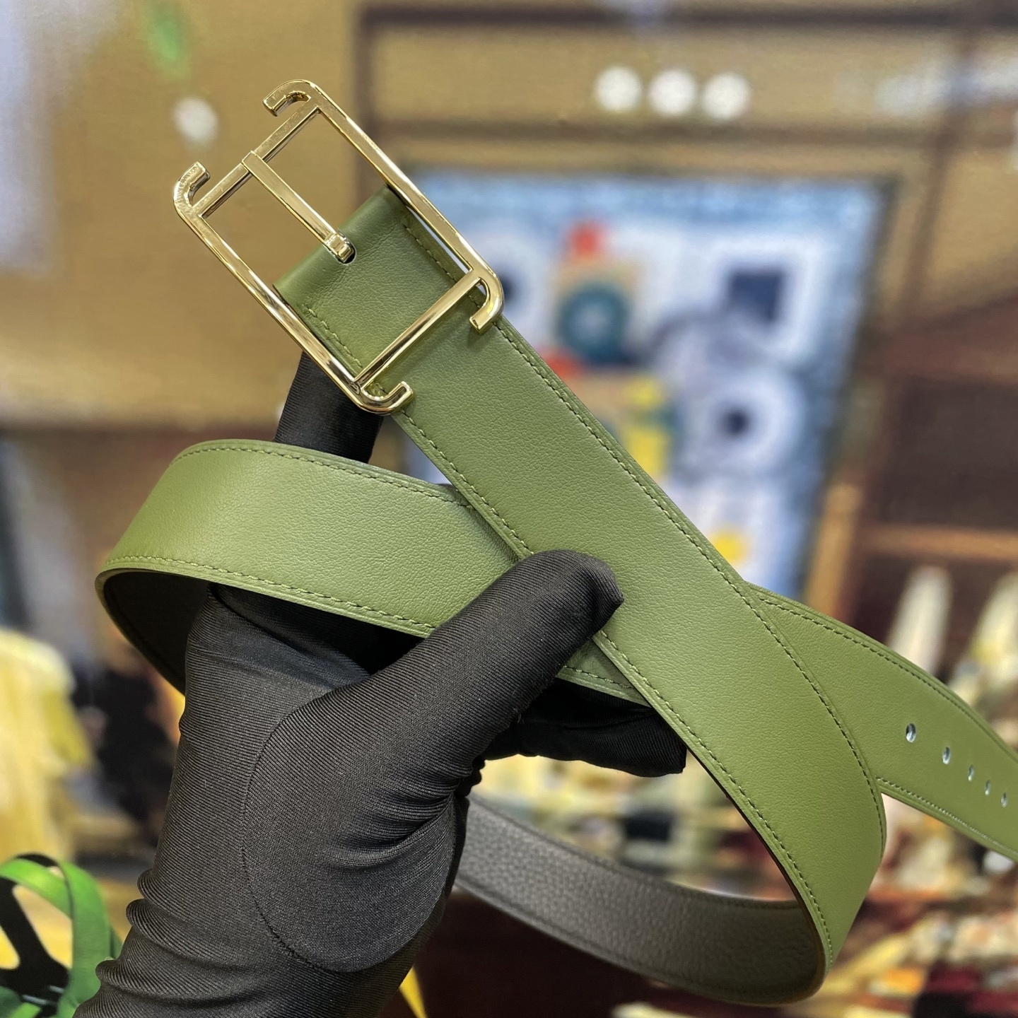 Premium Men's Designer Leather Belt with Elegant Frame Buckle