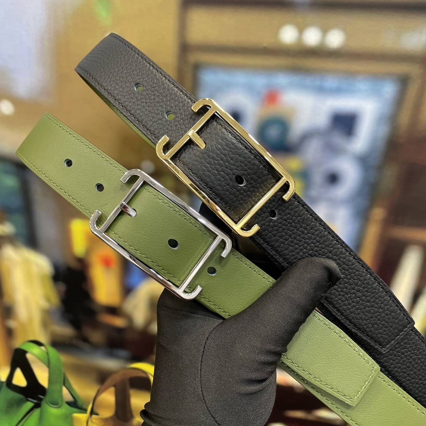 Premium Men’s Designer Leather Belt with Elegant Frame Buckle