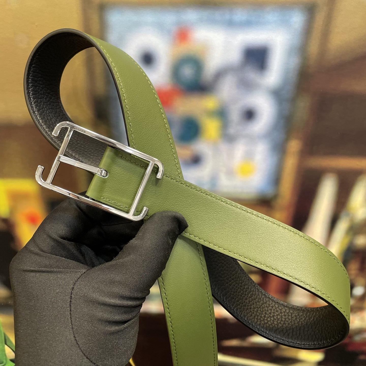 Premium Genuine Leather H-Buckle Belt - Classic Luxury Design