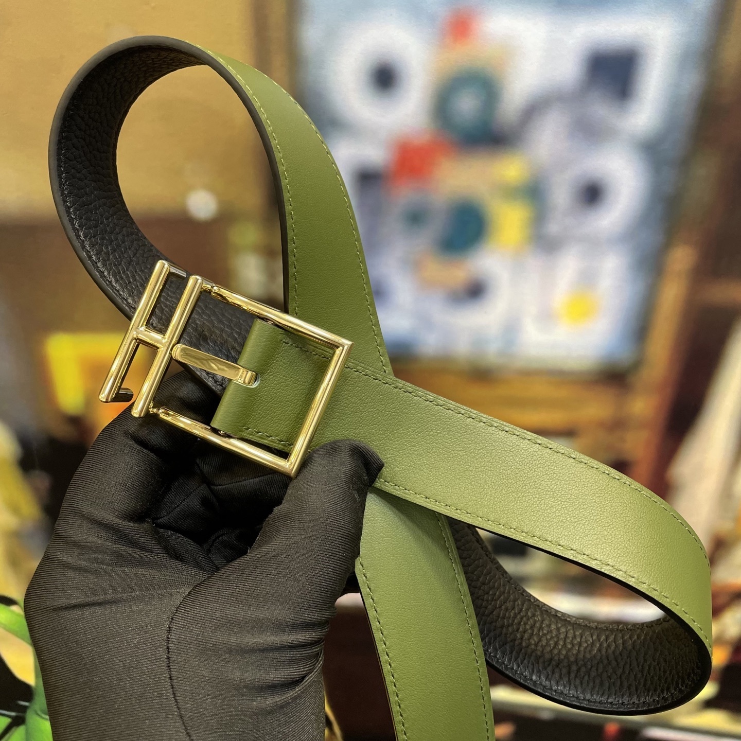 Luxury Genuine Leather Belt with Designer H-Style Metal Buckle