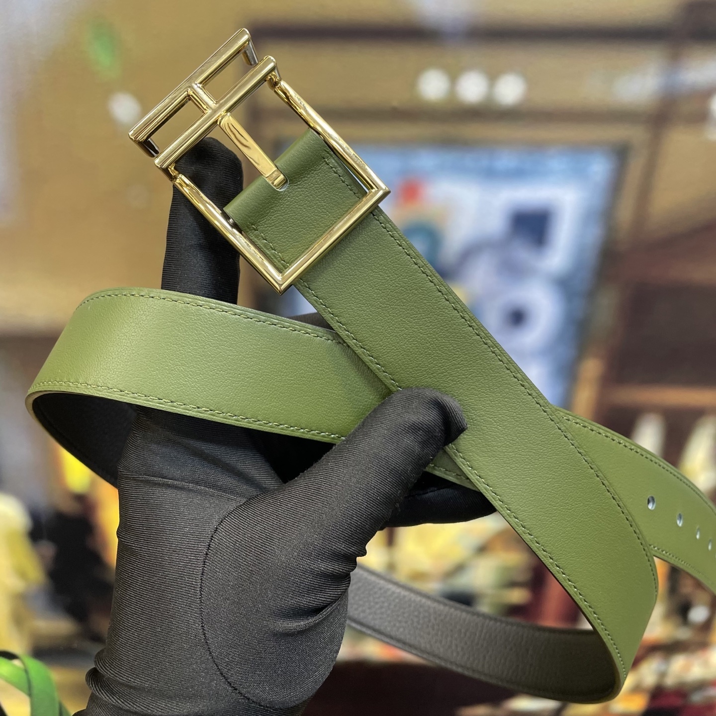 Luxury Genuine Leather Belt with Designer H-Style Metal Buckle